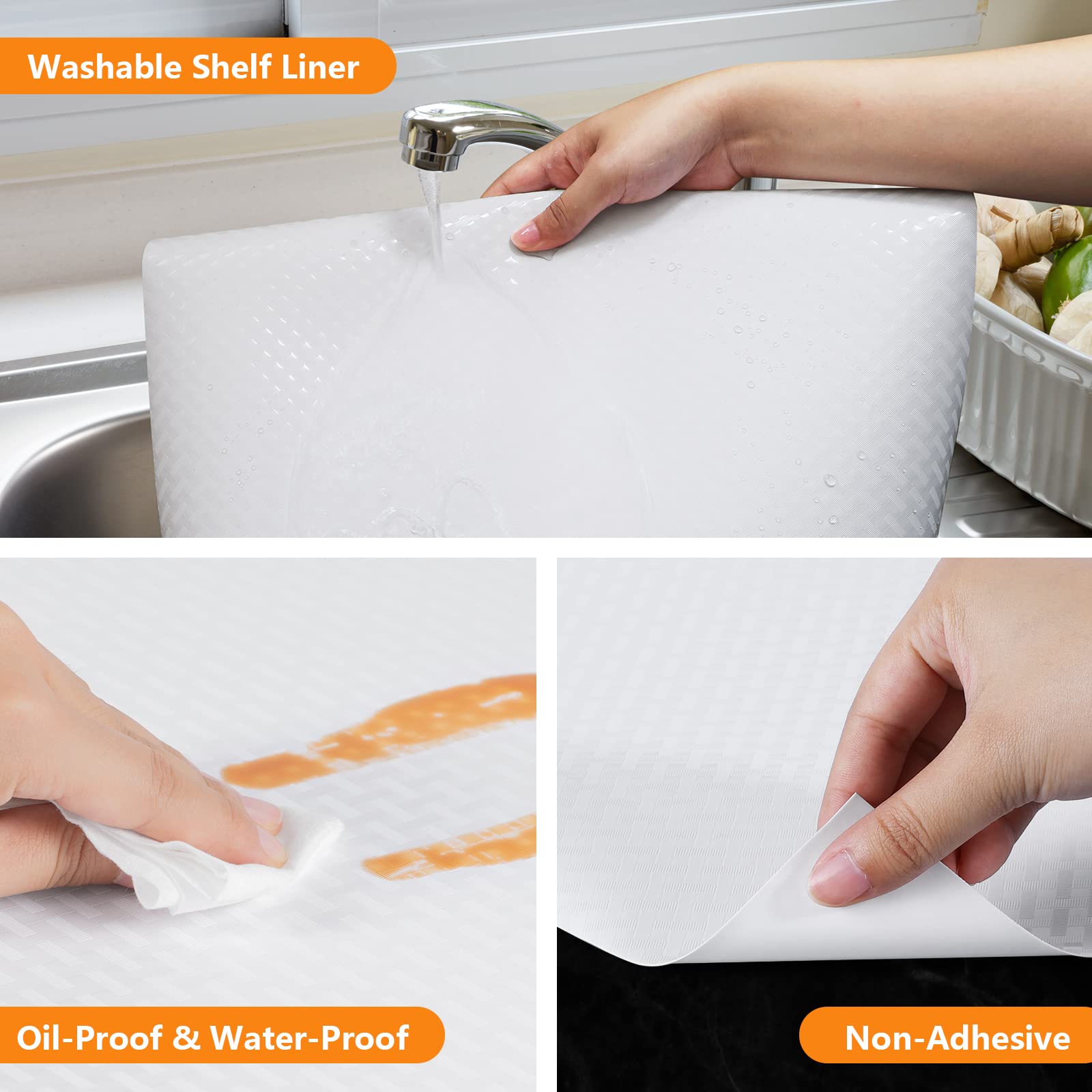 Shelf Liner Non Adhensive Drawer Cabinet Mat White 17.5"× 236.2" Pack of 2 (2 Count)