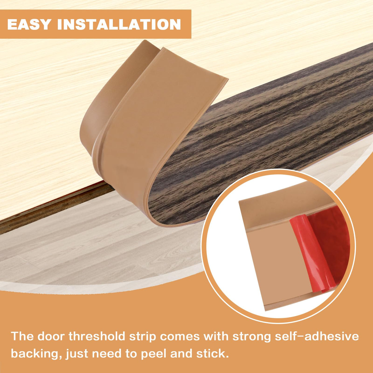 Vinyl Door Threshold Flooring Transition Strip Self Adhesive Carpet Edging Strip for Laminate Doorway Edge Threshold from 1 (6.6 Foot)