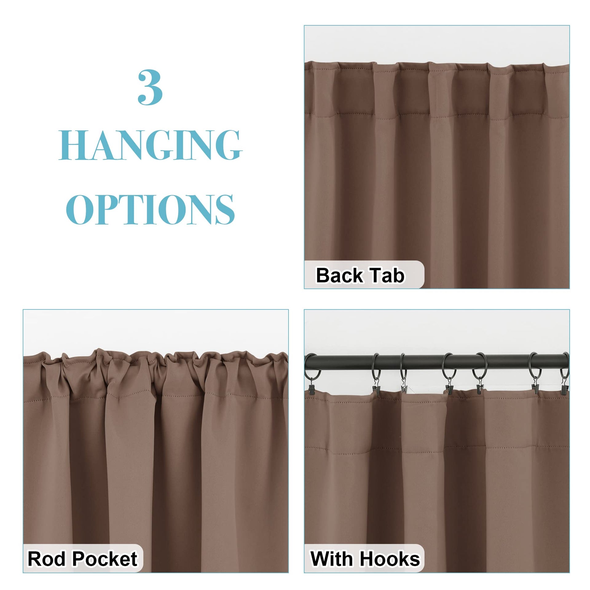 Blackout Curtains & Drapes for Bedroom 54 inches Long (2 Count)