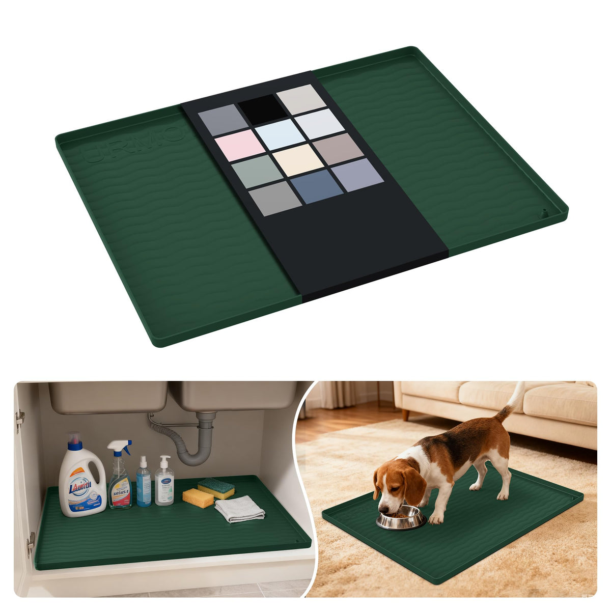 Waterproof Silicone Under Sink Mat 25'' x 19'' Shelf Liner for Kitchen and Bathroom