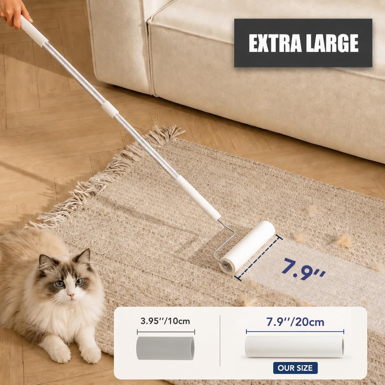7.9'' Large Lint Roller for Pet Hair Extra Sticky