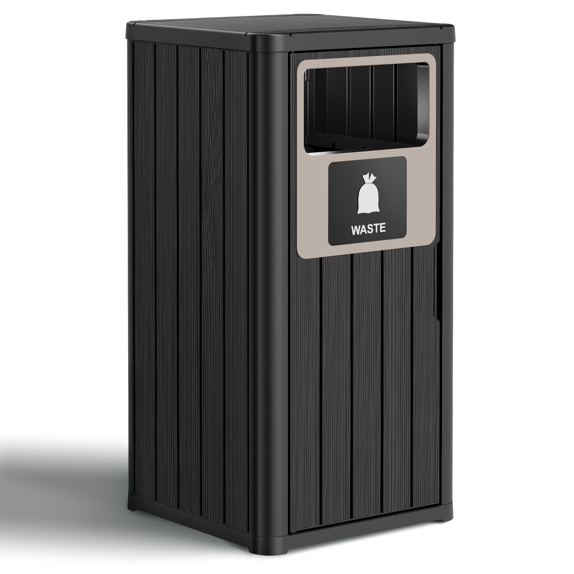 Outdoor Trash Can Waterproof Resin Patio Garbage Can for Outdoor Trash Bin for Patio