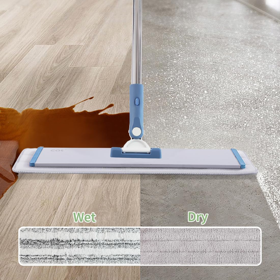 18" Commercial Flat Microfiber Floor Mop Cleaning System with 4 Washable Pads Cleaner for Laminate Tile