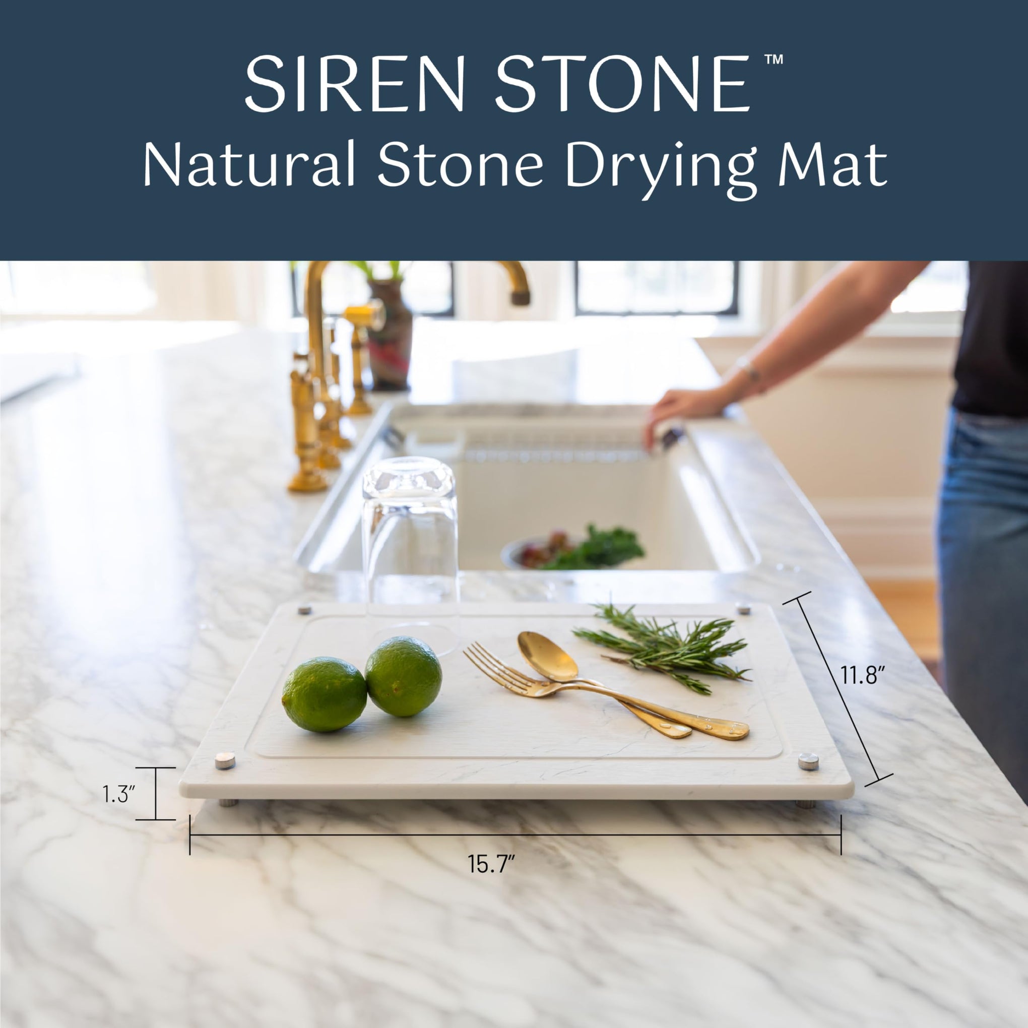 White Stone Dish Drying Mat for Kitchen Counter