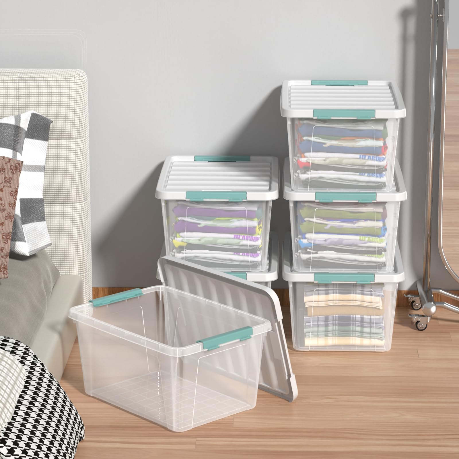 35 Qt Clear Stackable Storage Bins with Lids (6 Count)