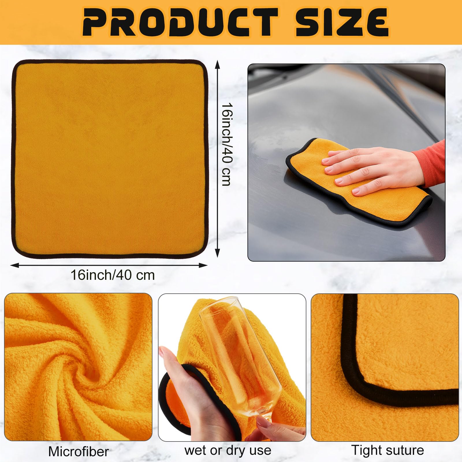 12 Pcs Yellow Microfiber Towels (12 Count)