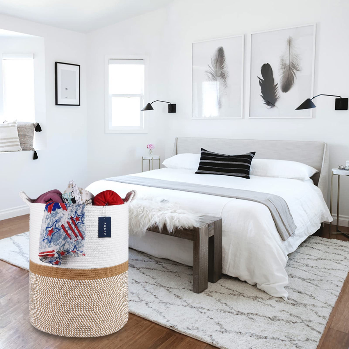 Tall Woven Blanket & Laundry Basket
