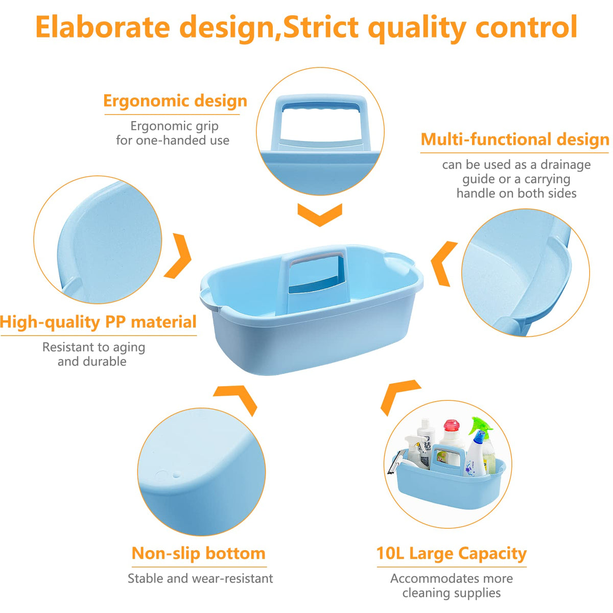 2 Pack Multi Purpose Plastic Cleaning Caddy with Handle