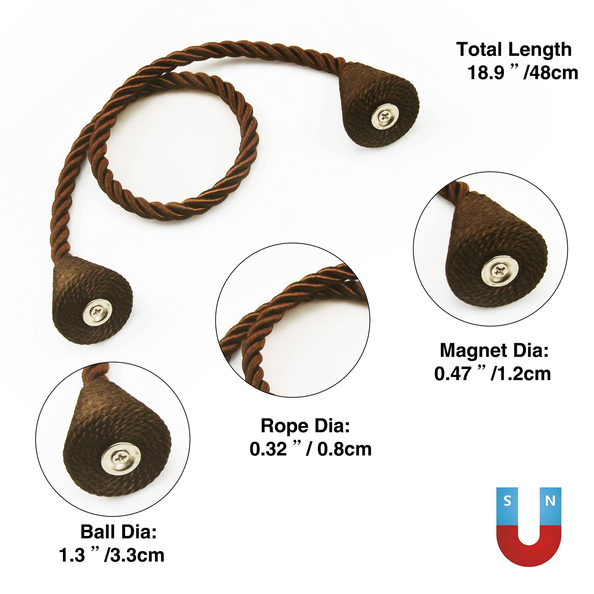 Magnetic Curtain Tiebacks Rope Decorative Holdbacks for Drapes Nieffeiy