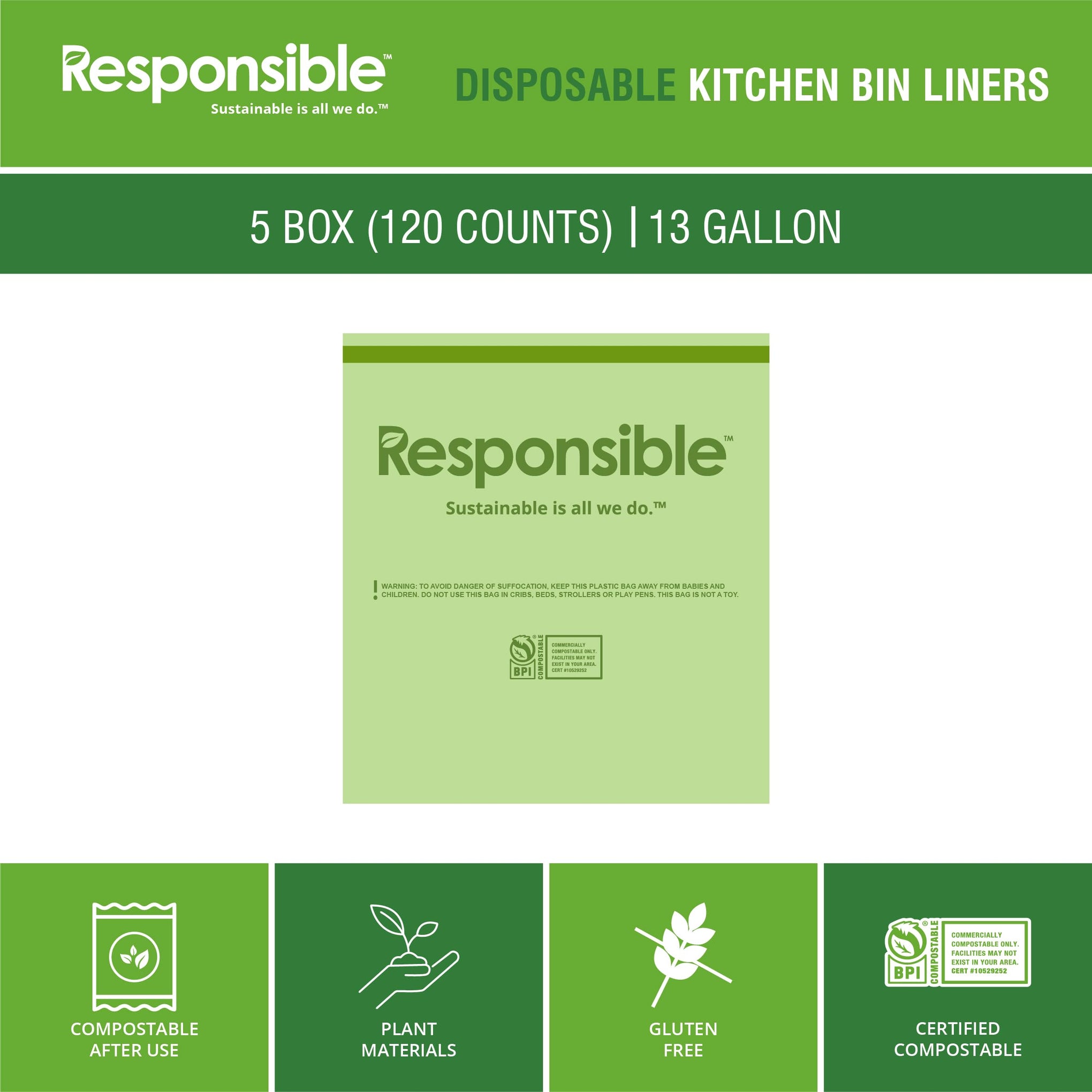 Kitchen Bin Liners (42 Count)