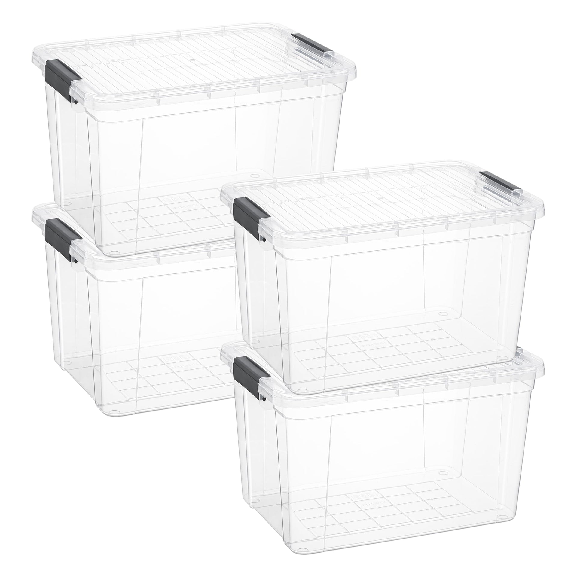 Clear Storage Boxes with Lids (4 Count)