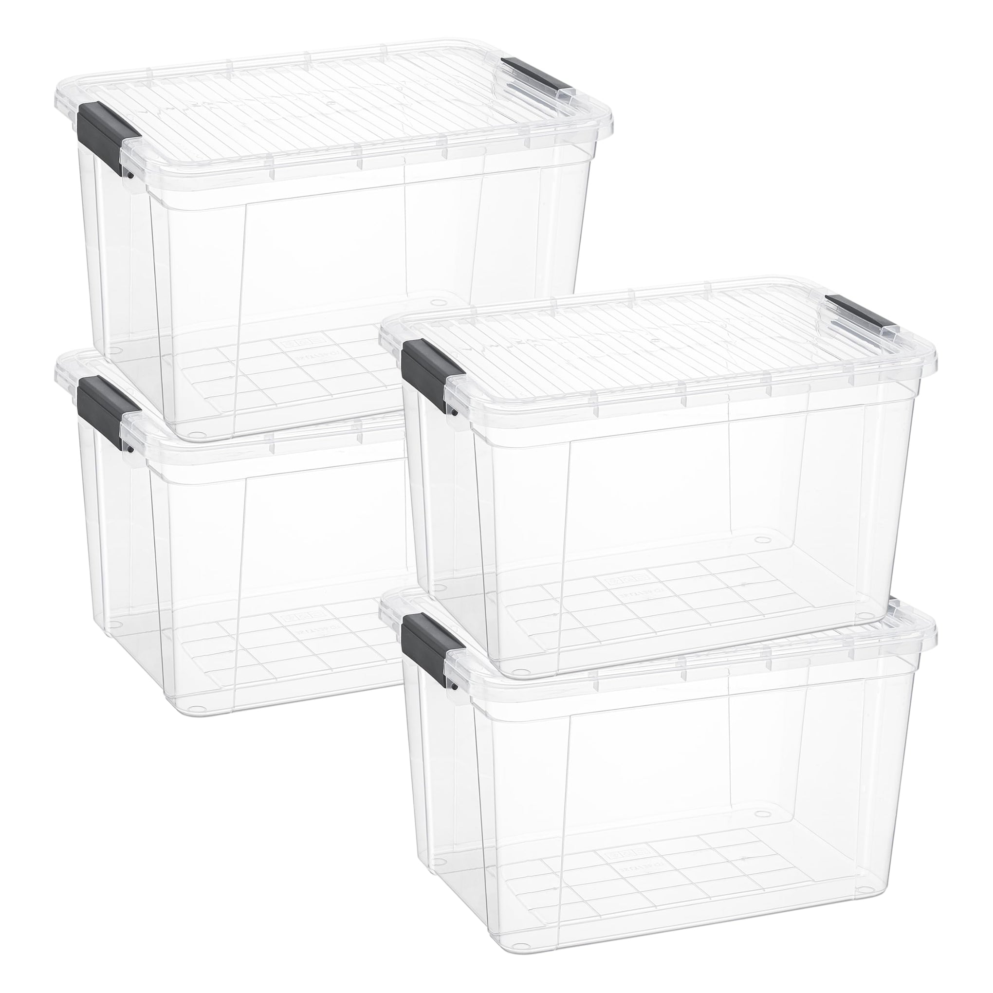 Clear Storage Boxes with Lids (4 Count)
