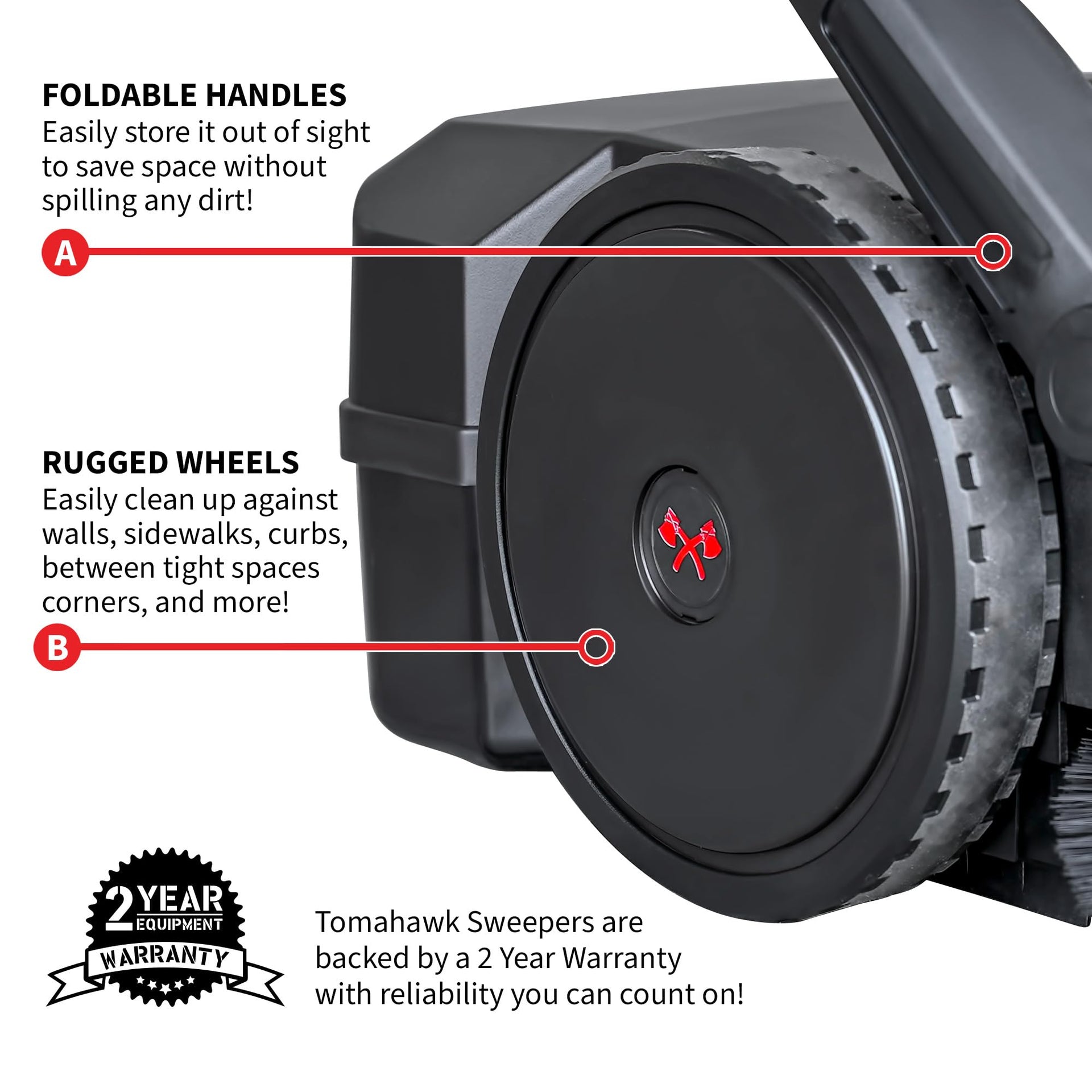 30" Battery Powered Push Sweeper with Triple Power Brooms Electric Drive and Dust Suppression