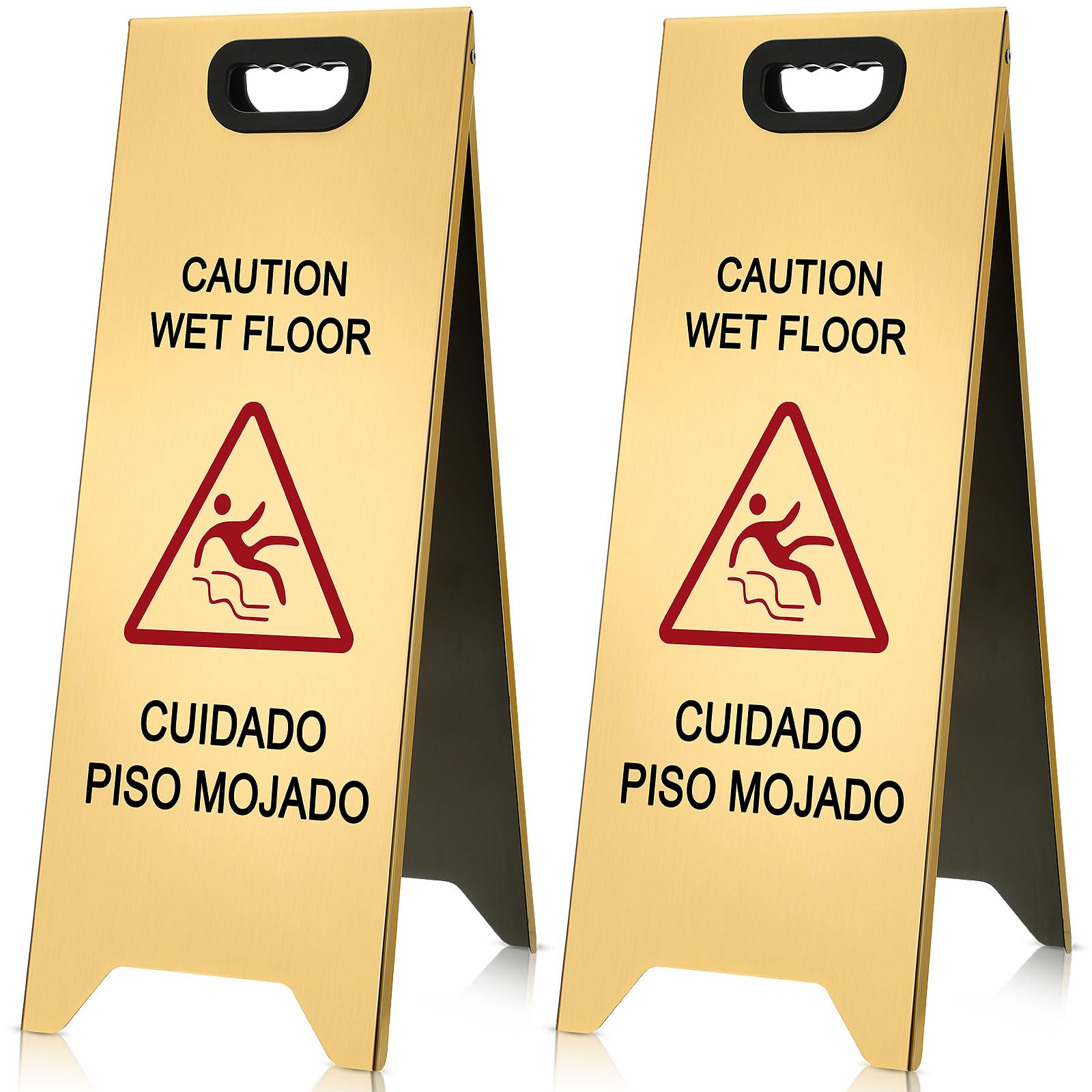 2 Pcs 24 Inch Stainless Steel Wet Floor Sign (2 Count)