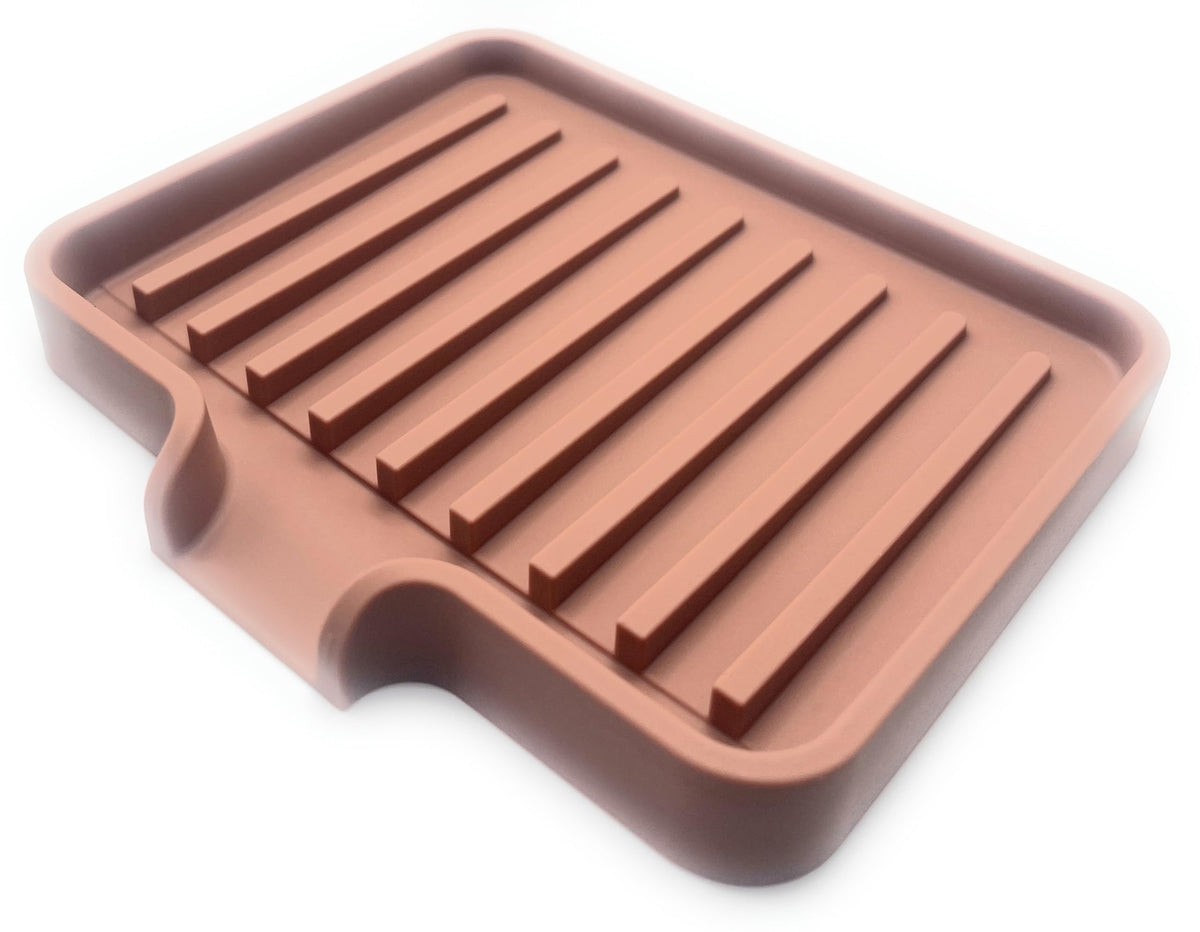 Silicone Soap Dish Tray and Sponge Holder with Drain Chute (2 Count)