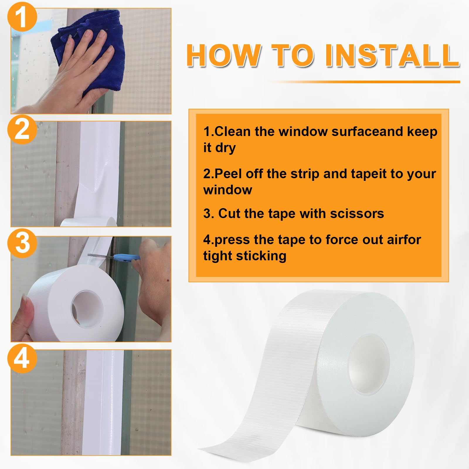 Window Weather Sealing Tape 2 Inch x 90 FT Weather Stripping Residue