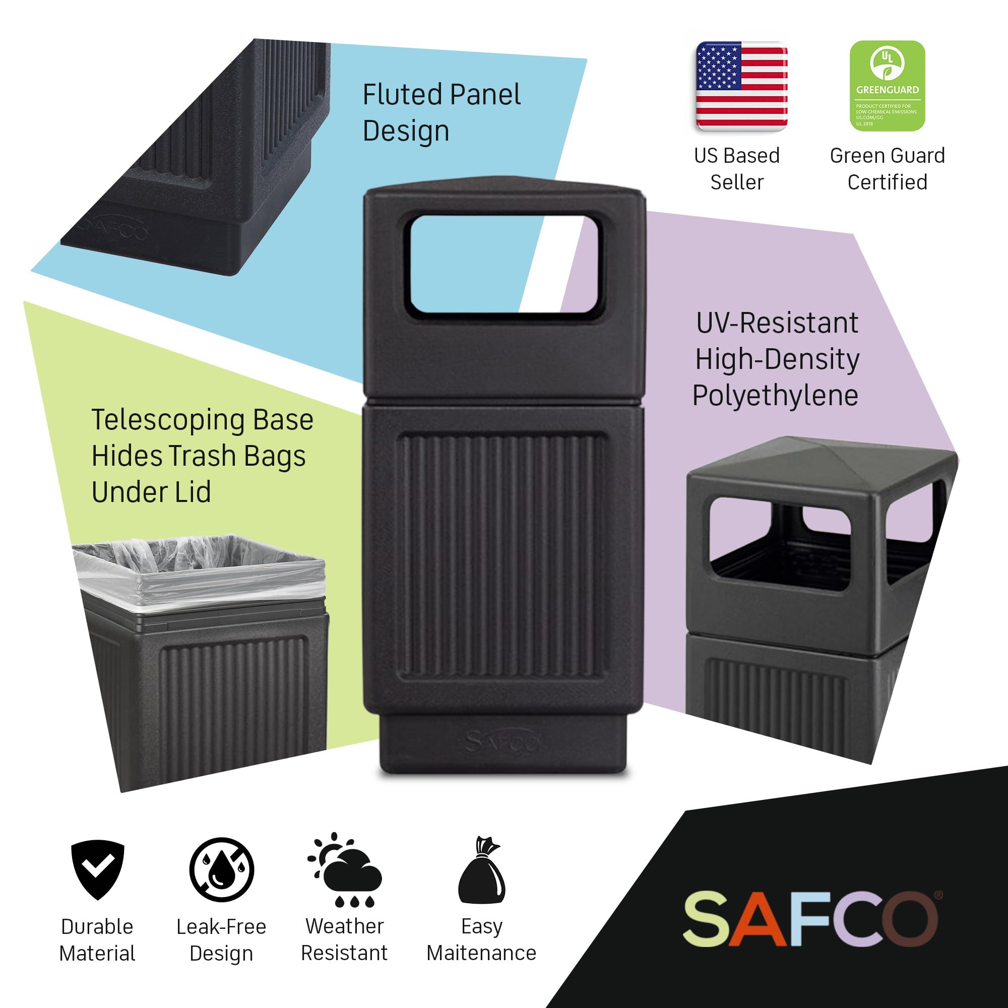 Canmeleon Recessed Panel Indoor Outdoor Trash Can