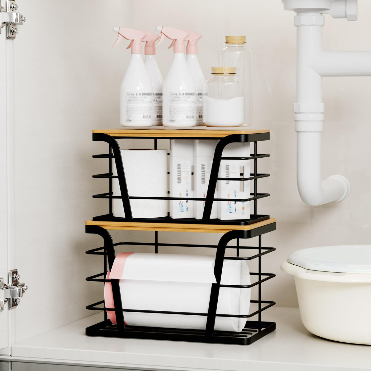 2 Pack Stackable Storage Laundry Kitchen Organizers (2 Count)