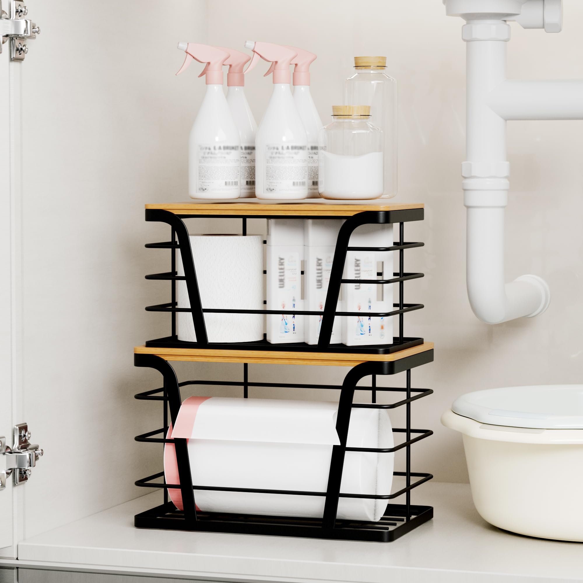 2 Pack Stackable Storage Laundry Kitchen Organizers (2 Count)
