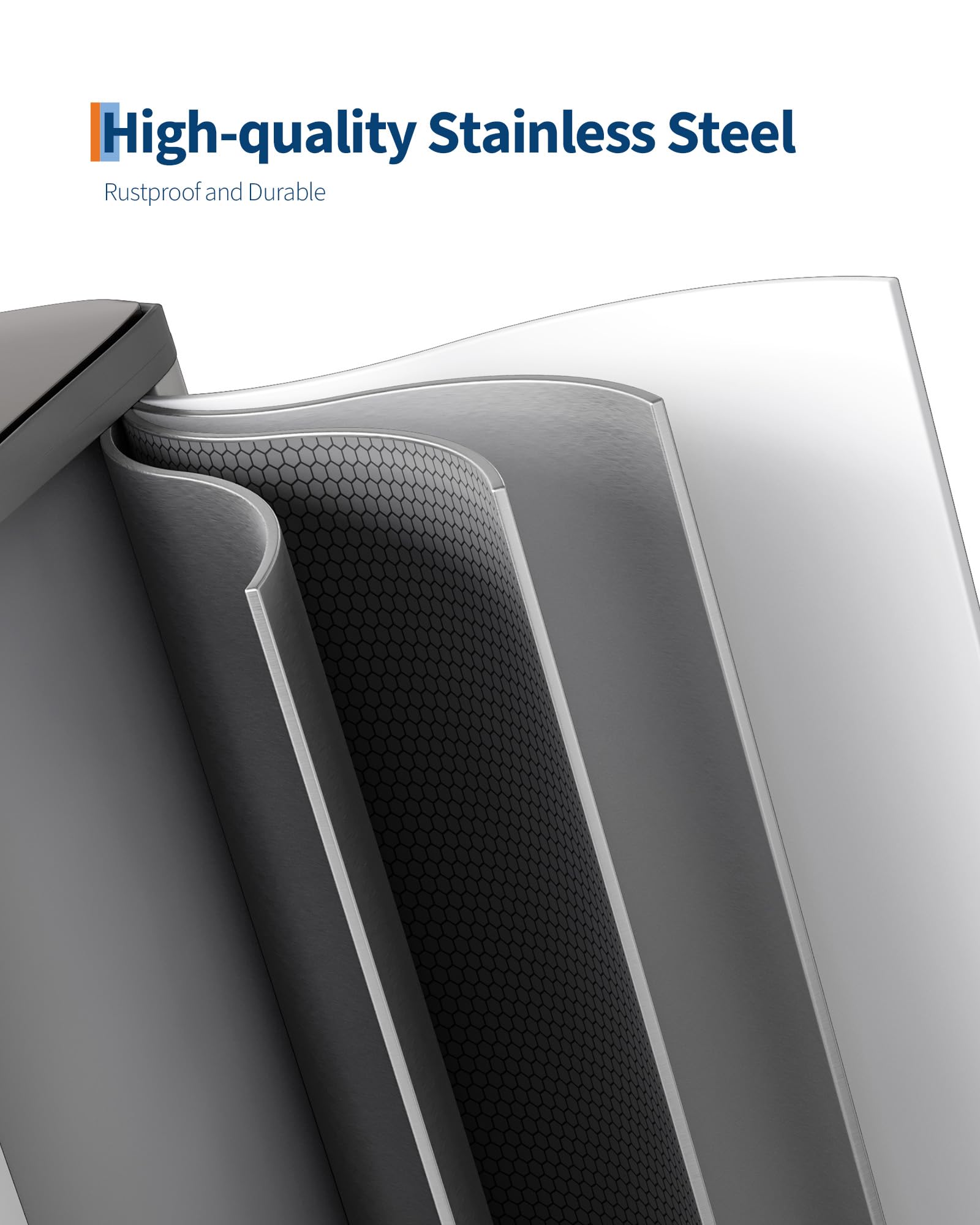 2 x 10.6 gal Stainless Steel Double Trash Can with Lid for Kitchen