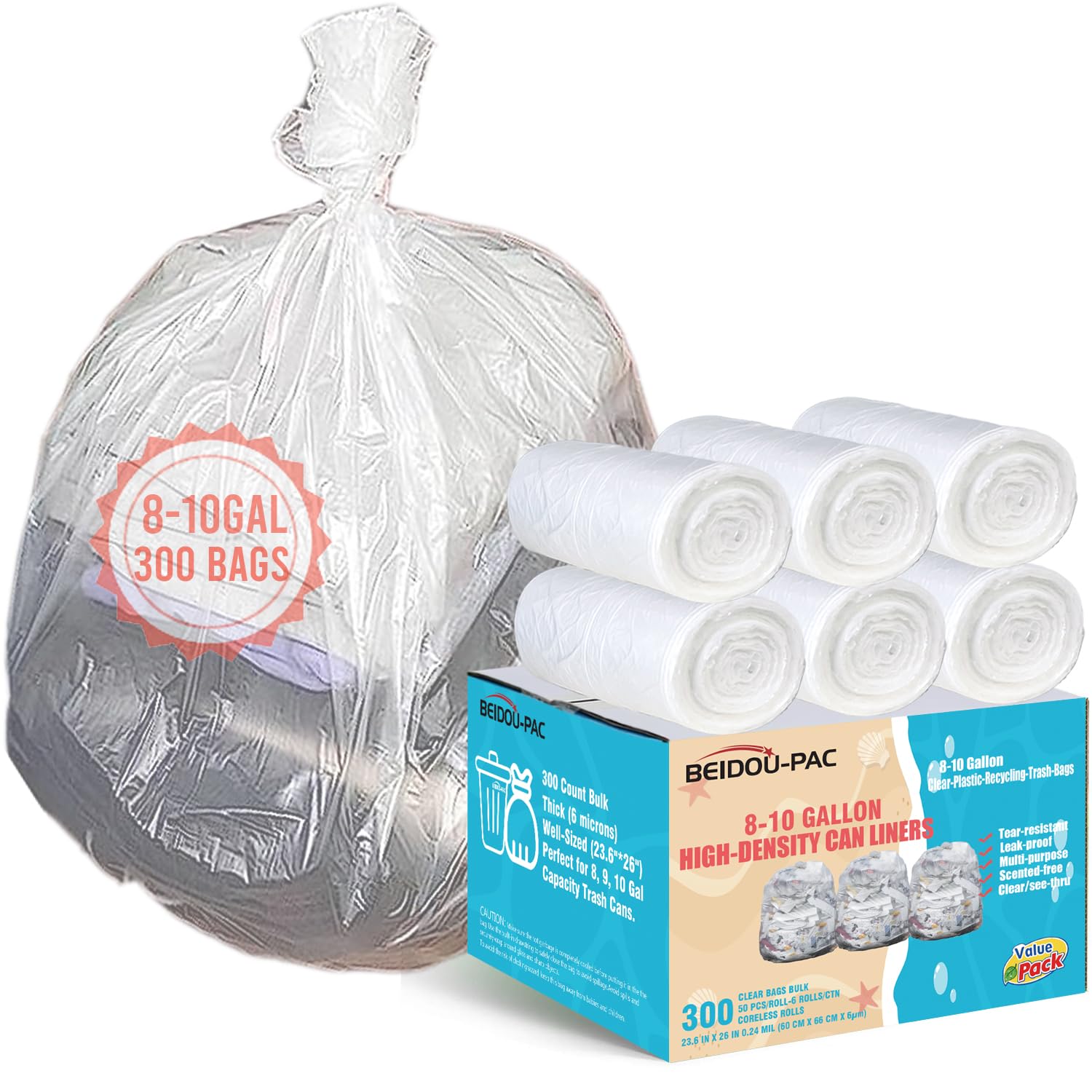 Trash Bags 8 10 Gallon (300 Count)