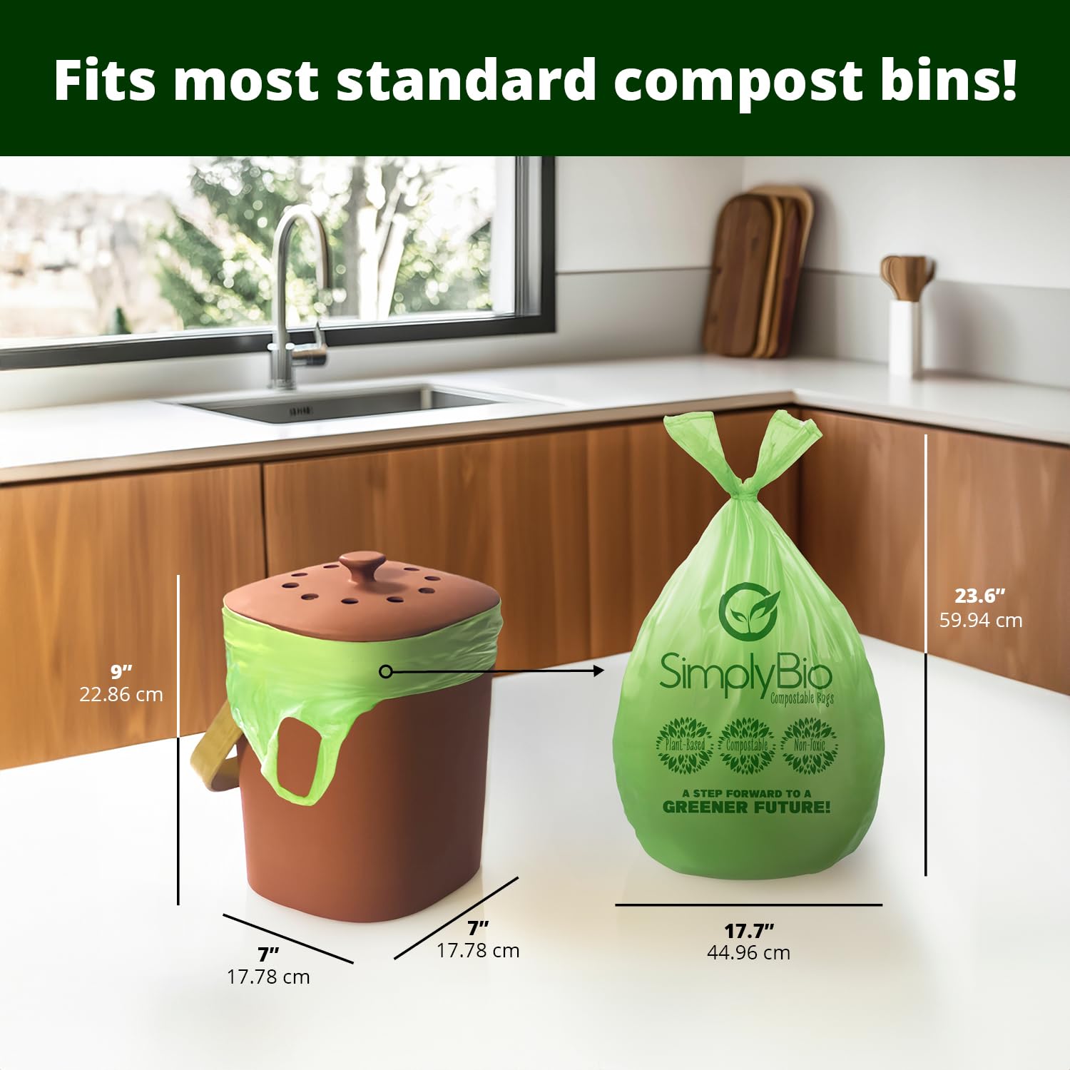 3 Gallon Compostable Trash Bags Liners with Handle (80 Count)