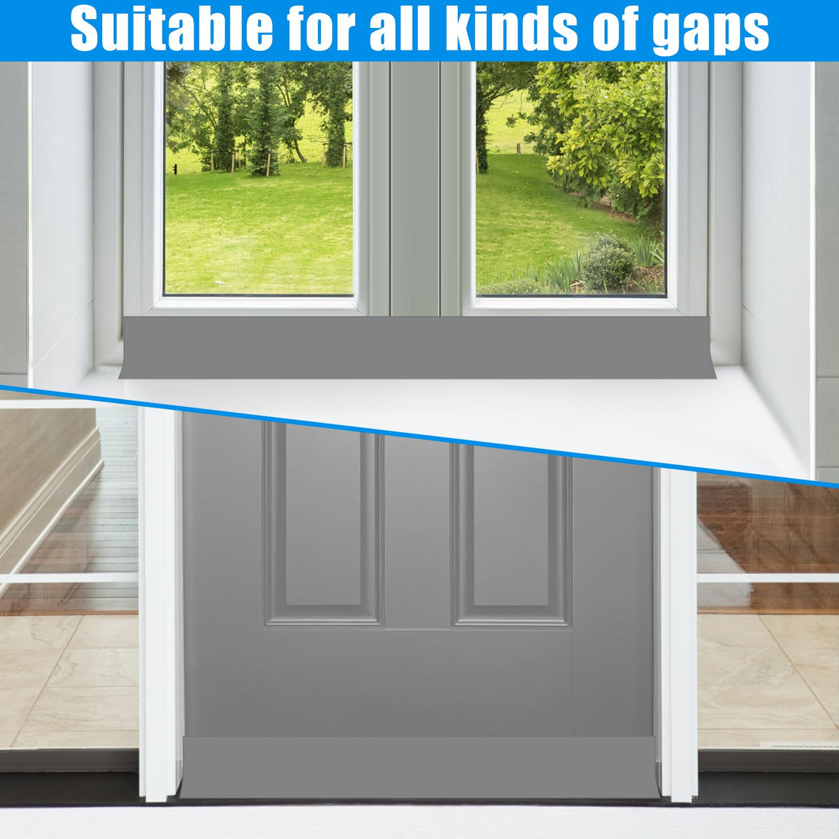 Draft Seal Tape for Doors and Windows 2 in x 20 Ft Silicone Weather Stripping Extra Thick 2mm Door Seal Strip with Strong Adhesive Draft Insulation Stopper Side Seal (20 Foot)
