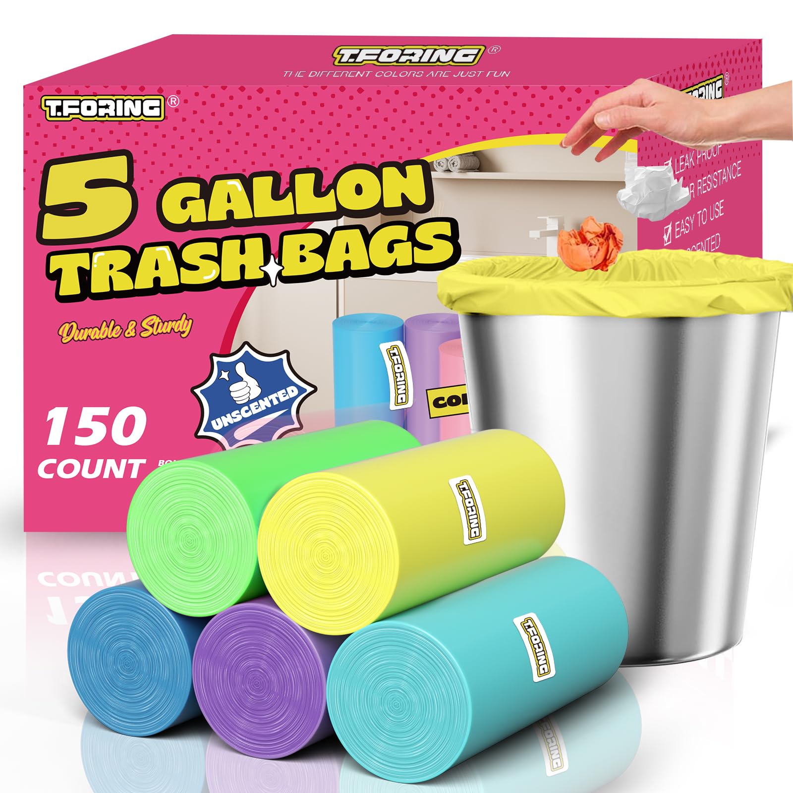 Small 5 Gallon Trash Bags Unscented (150 Count)