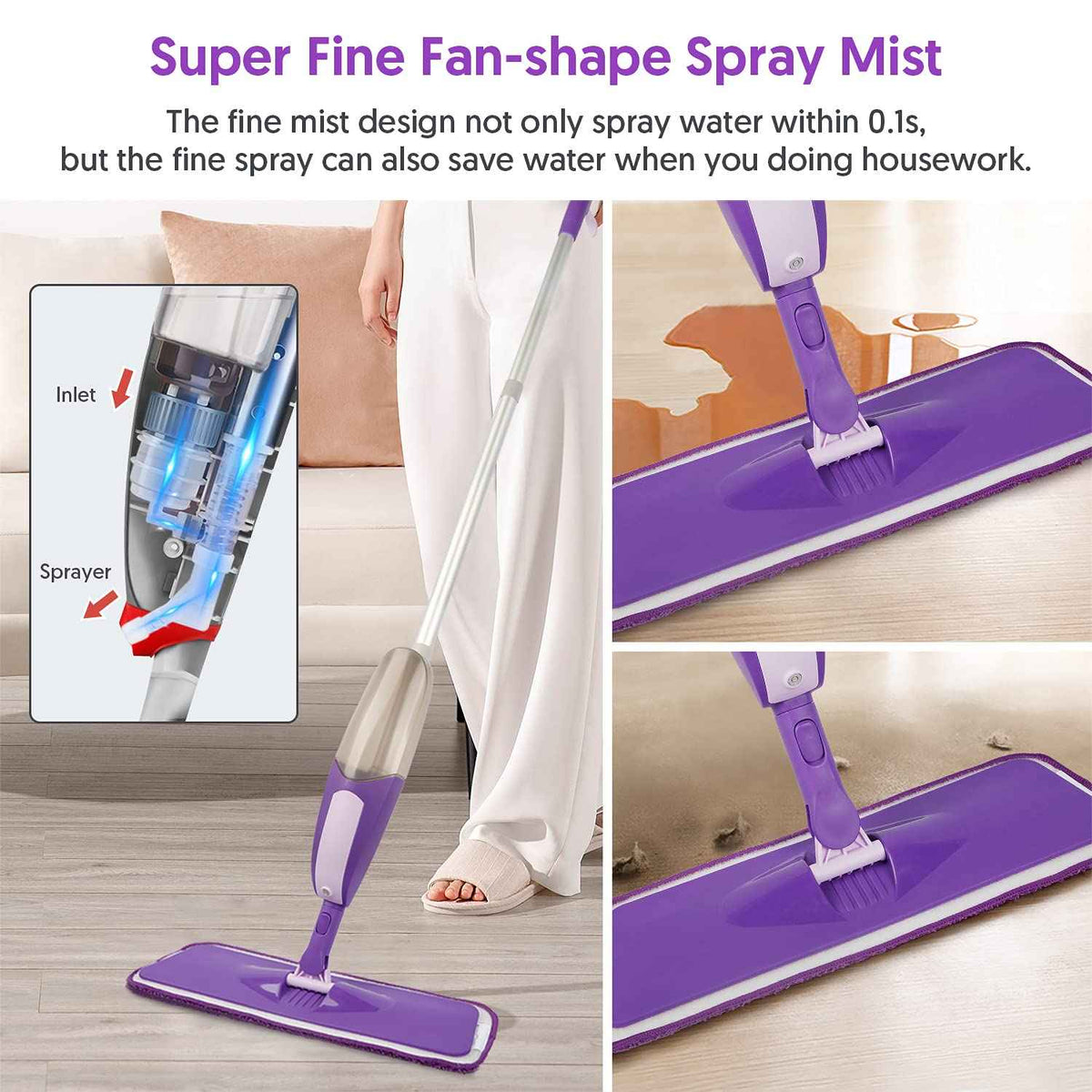 Microfiber Spray Mops for Floor Cleaning Wet Dry Use for Wood Tile Laminate