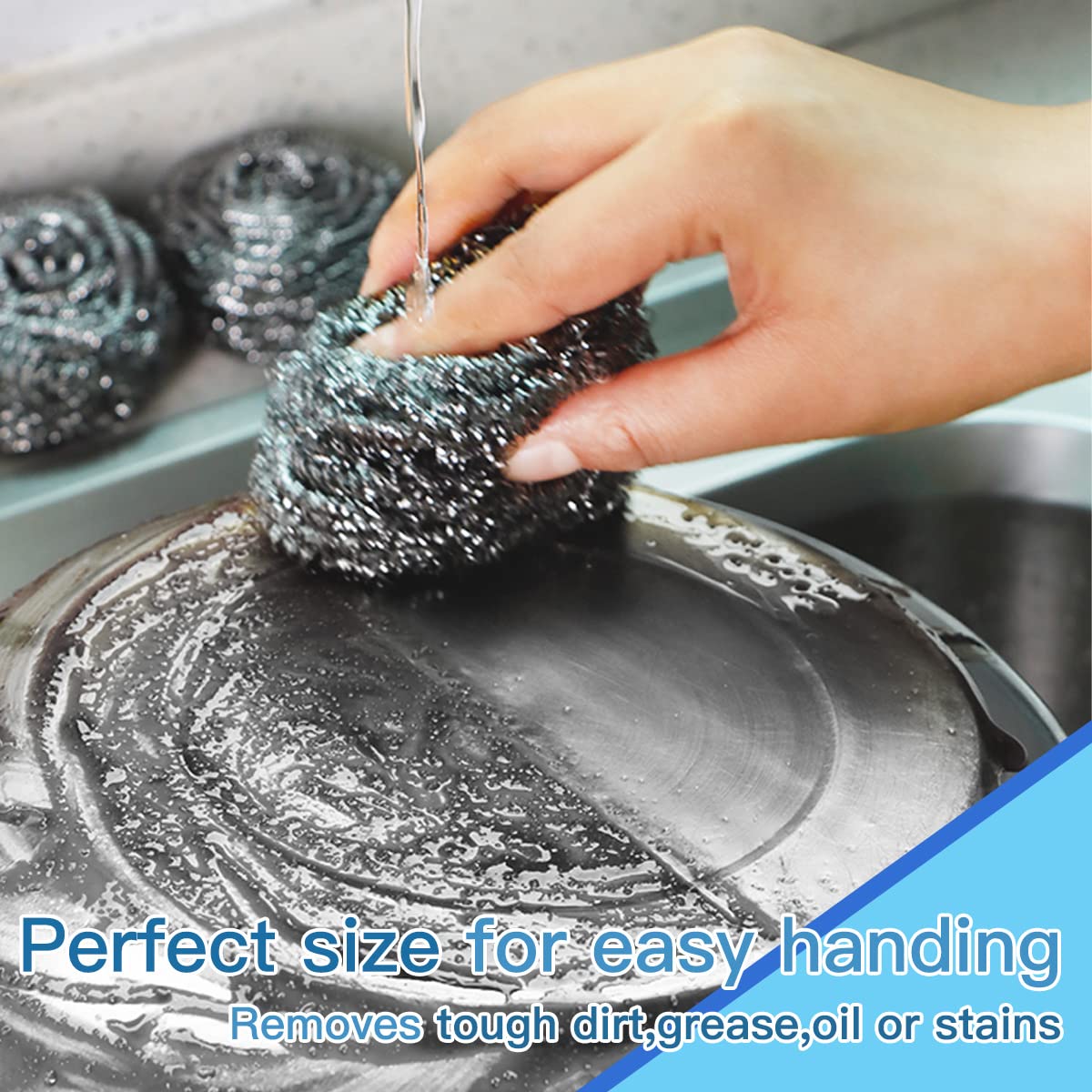 6pcs Stainless Steel Scrubber 2pcs Heavy Duty Scrub Sponges 1pcs Dish Clean Towel for Kitchens Bathroom and More (9 Count)