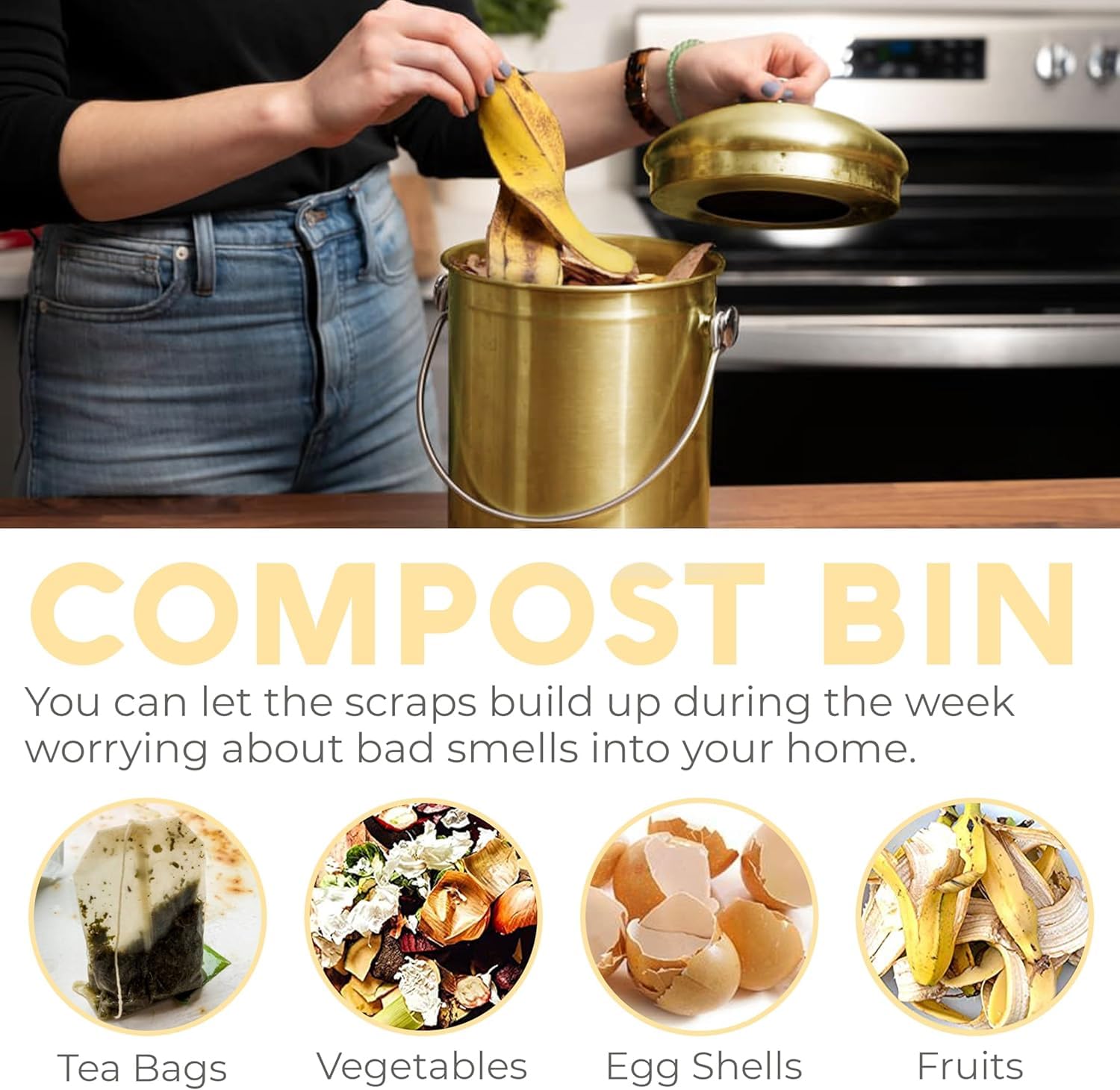 Kitchen Compost Bin for Kicthen Countertops