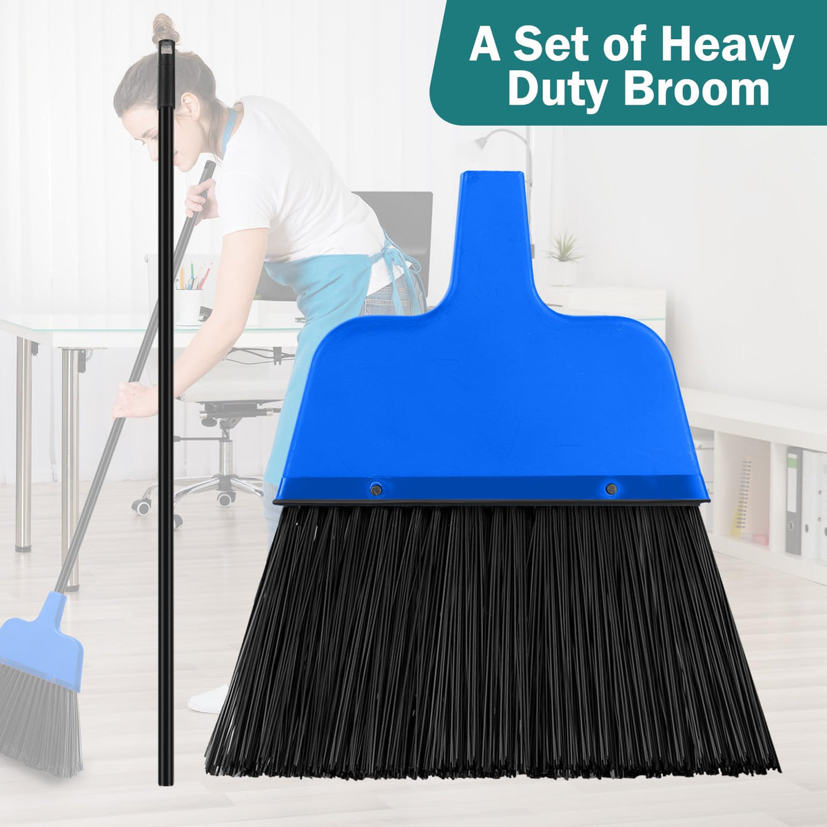 8 Pcs Outdoor Broom for Floor Cleaning 54 Inch Commercial Heavy Duty Broom Long Handle Kitchen Household Angle Brooms for Sweeper Sweeping Indoor Dust Hair Cleaner Corn Shop