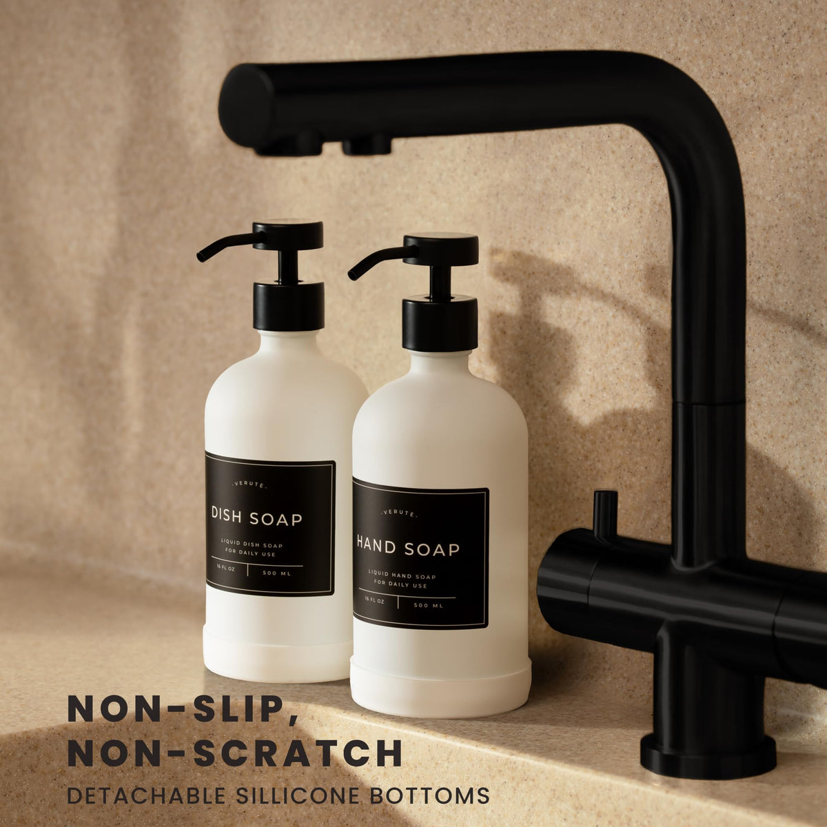 Hand and Dish Soap Dispenser for Kitchen and Bathroom (2 Count)