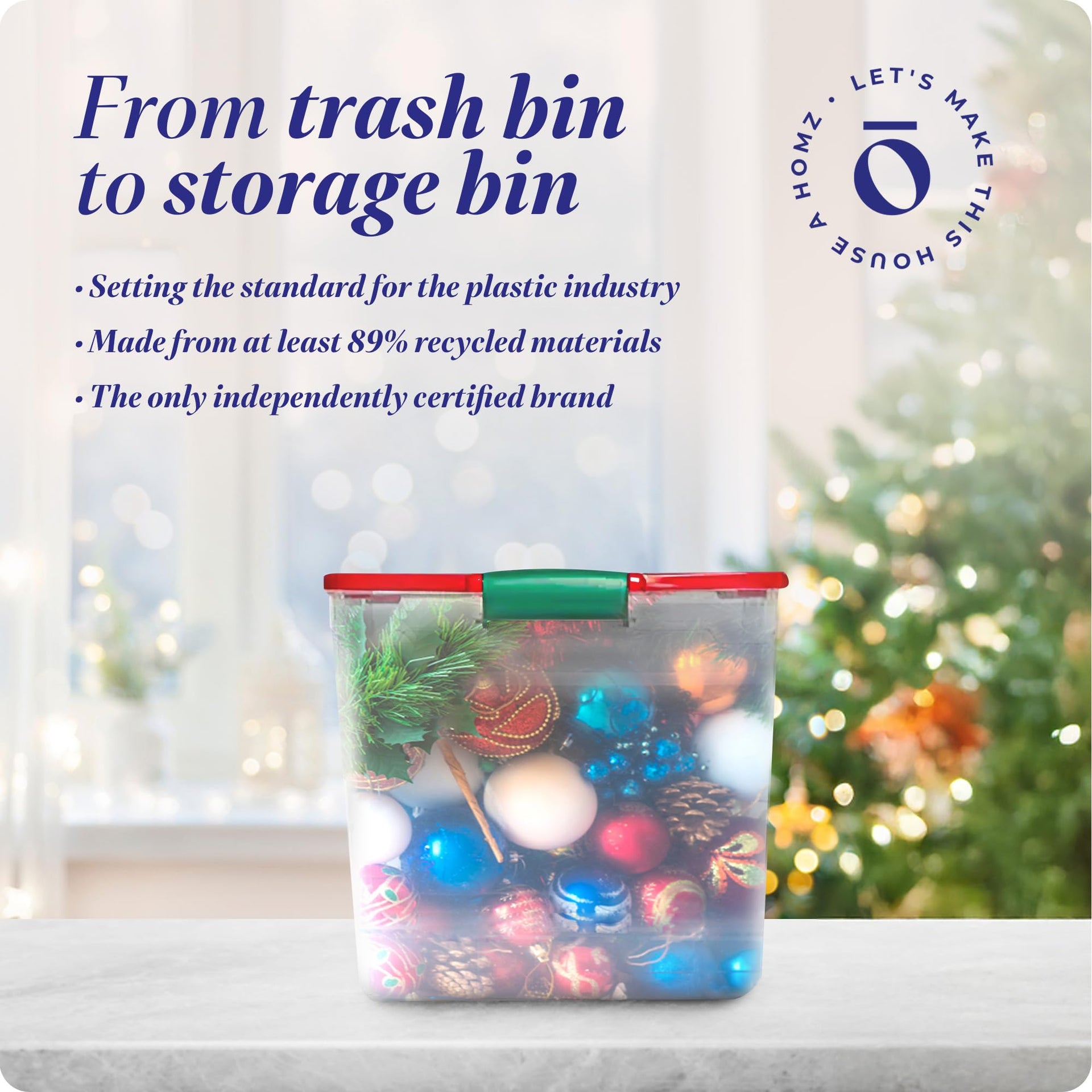 Holiday Tote Plastic Storage Bin with Lid (4 Count)