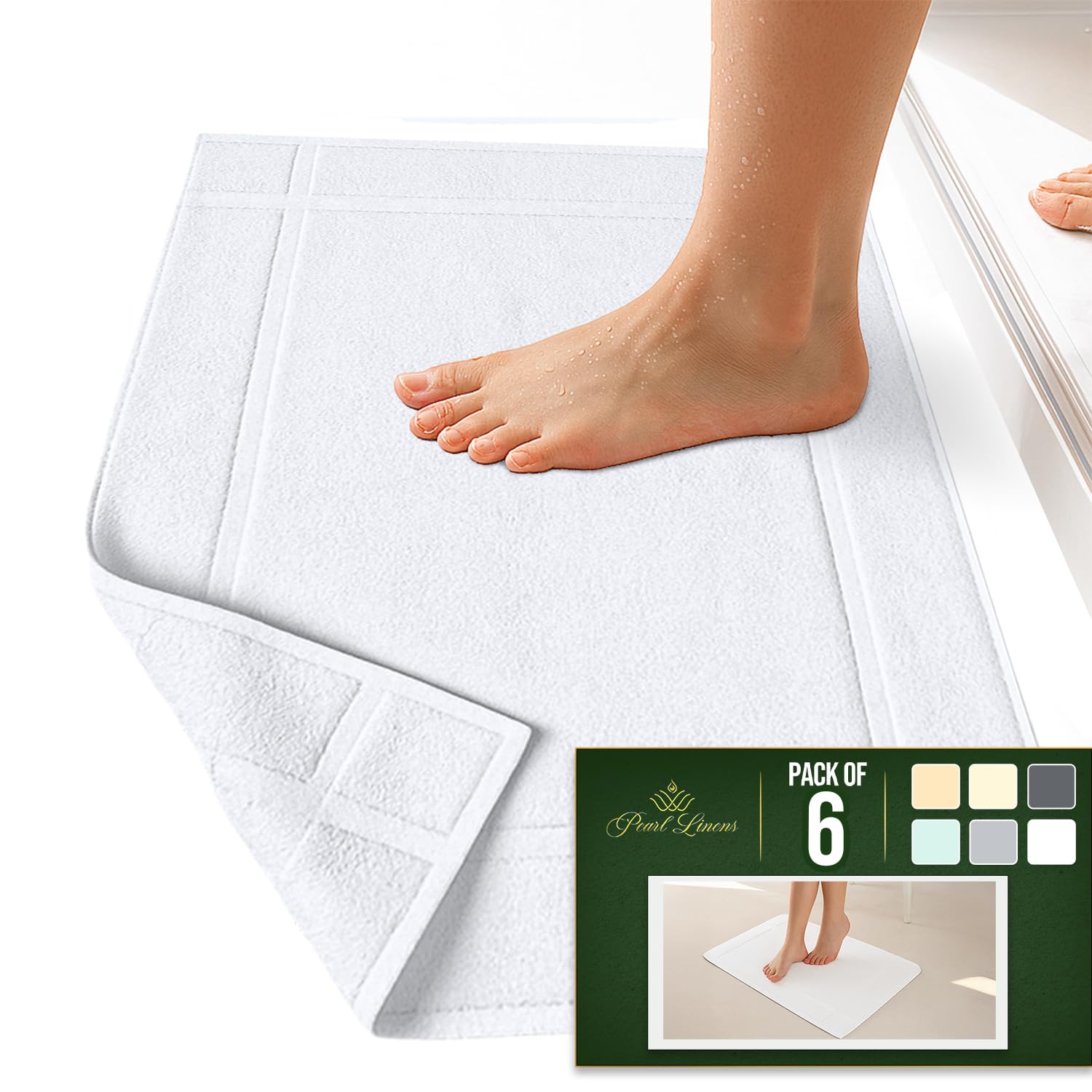 Pack of 6 100% Cotton Bath Mat Towels (6 Count)