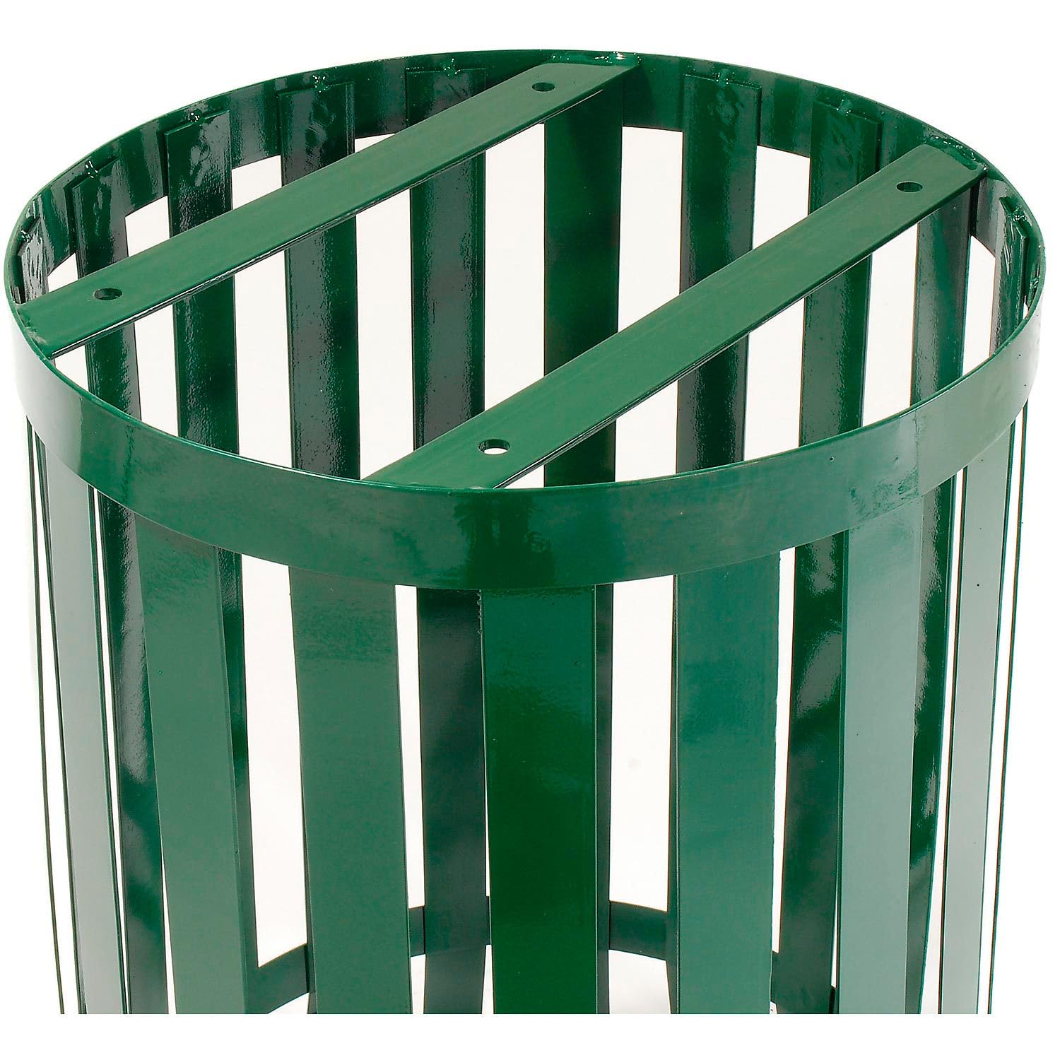 36 Gallon Outdoor Slatted Steel Round Trash Can