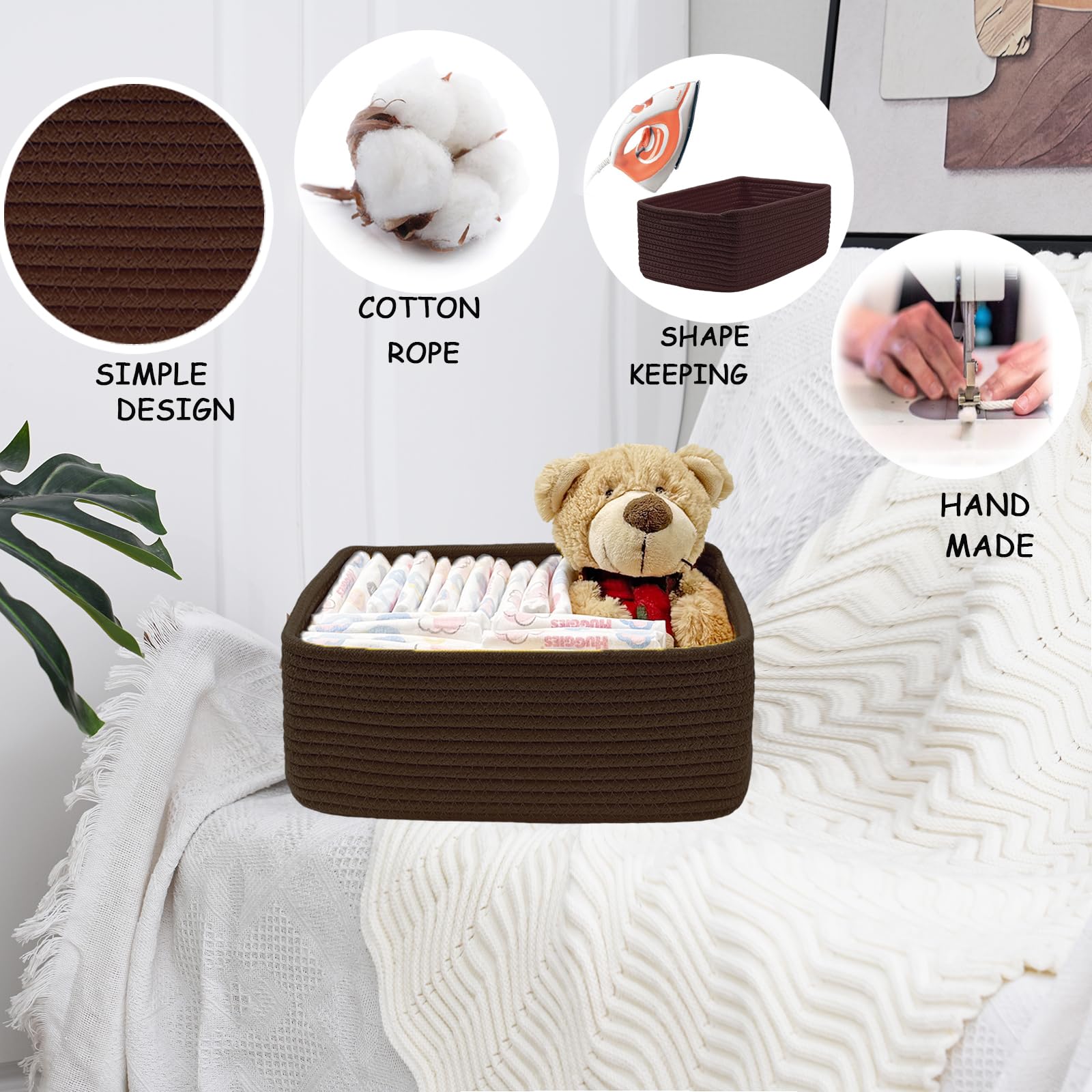 COMFY HOMI 11.5"x7.5"x4.7" Storage Baskets for Organizing (3 Count)