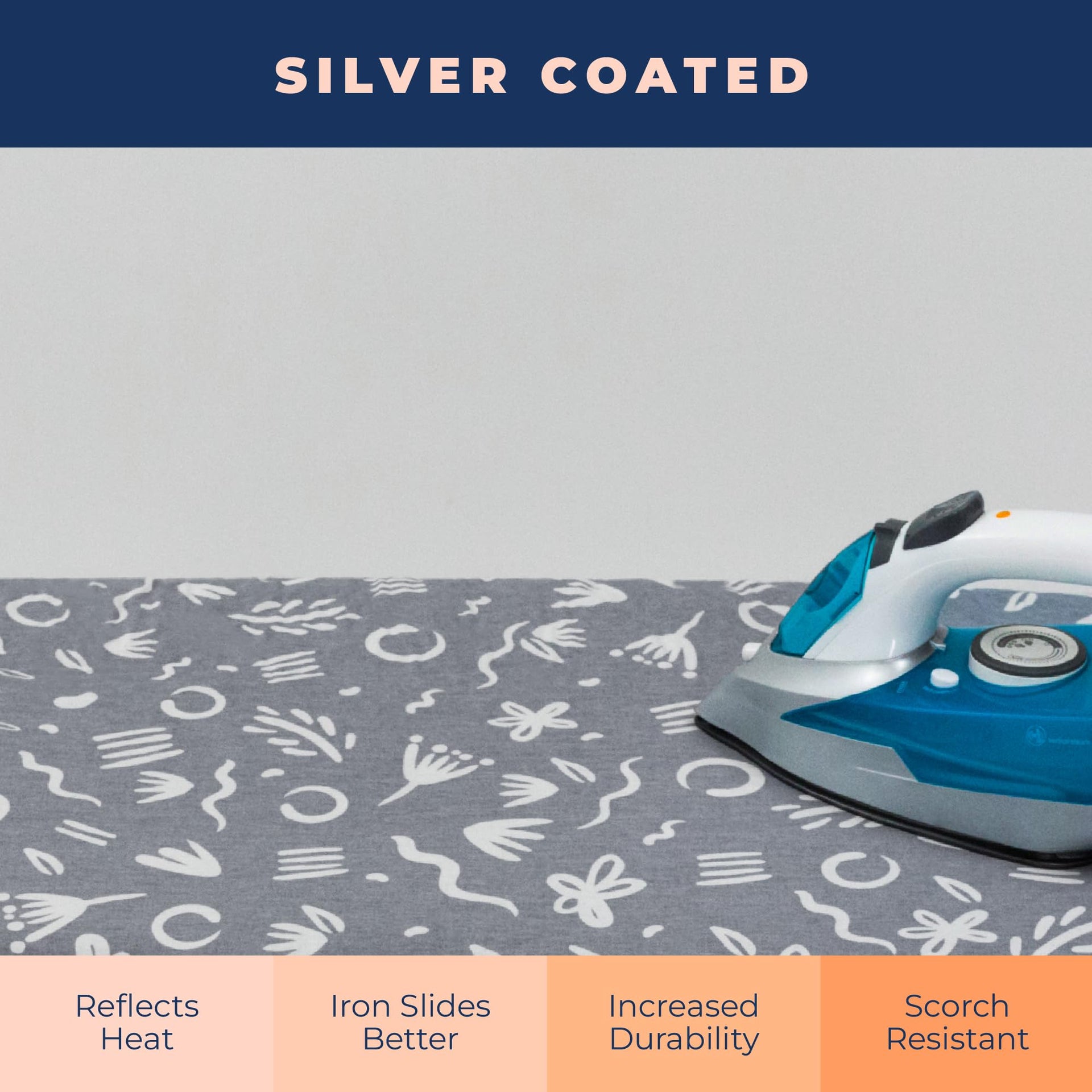 Ironing Board Cover and Pad Extra Thick Heavy Duty Padded Multiple Layers Silver Coated Ironing Board Cover