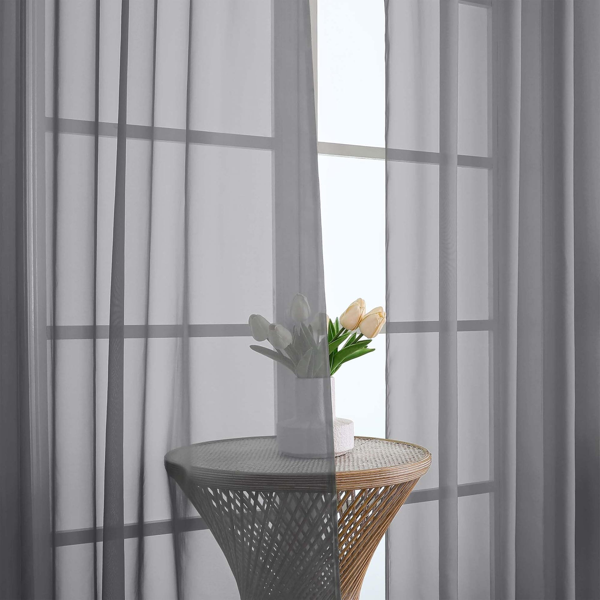 Charcoal Grey Sheer Curtains 84 Inches Long 2 Panels (2 Count)