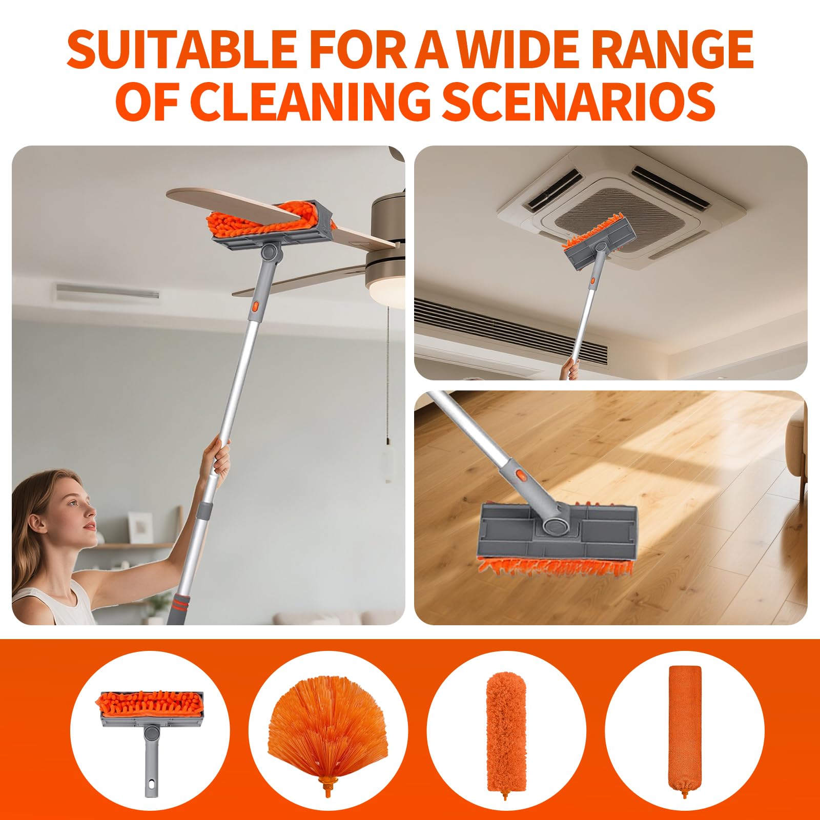 Ceiling Fan Cleaner Duster with 72‘’ Extendable Long Handle Cleaning Duster Kit