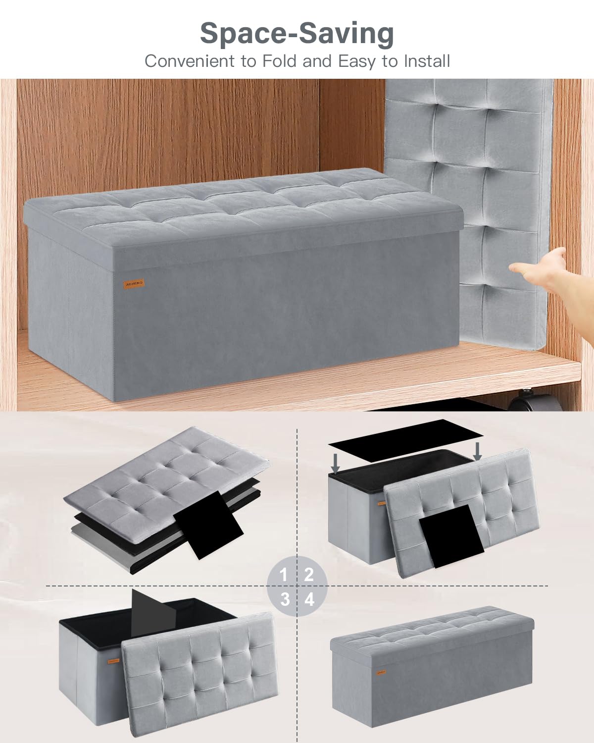 Folding Storage Ottoman