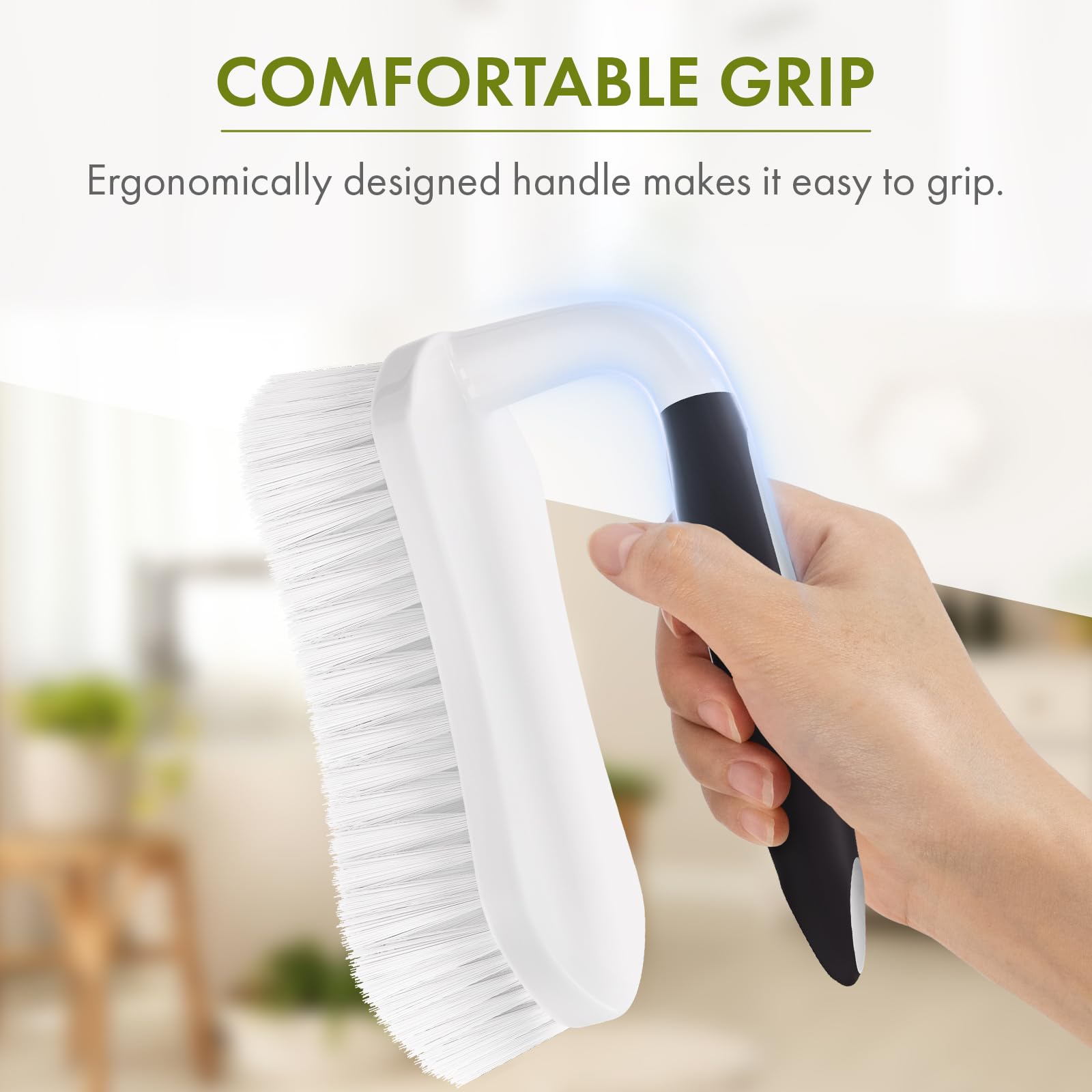 Scrub Brush for Cleaning Comfort Grip Shower Scrubber Stiff Bristles with Handle Heavy Duty Cleaner Brush for Tub Sink Carpet Floor (2 Count)