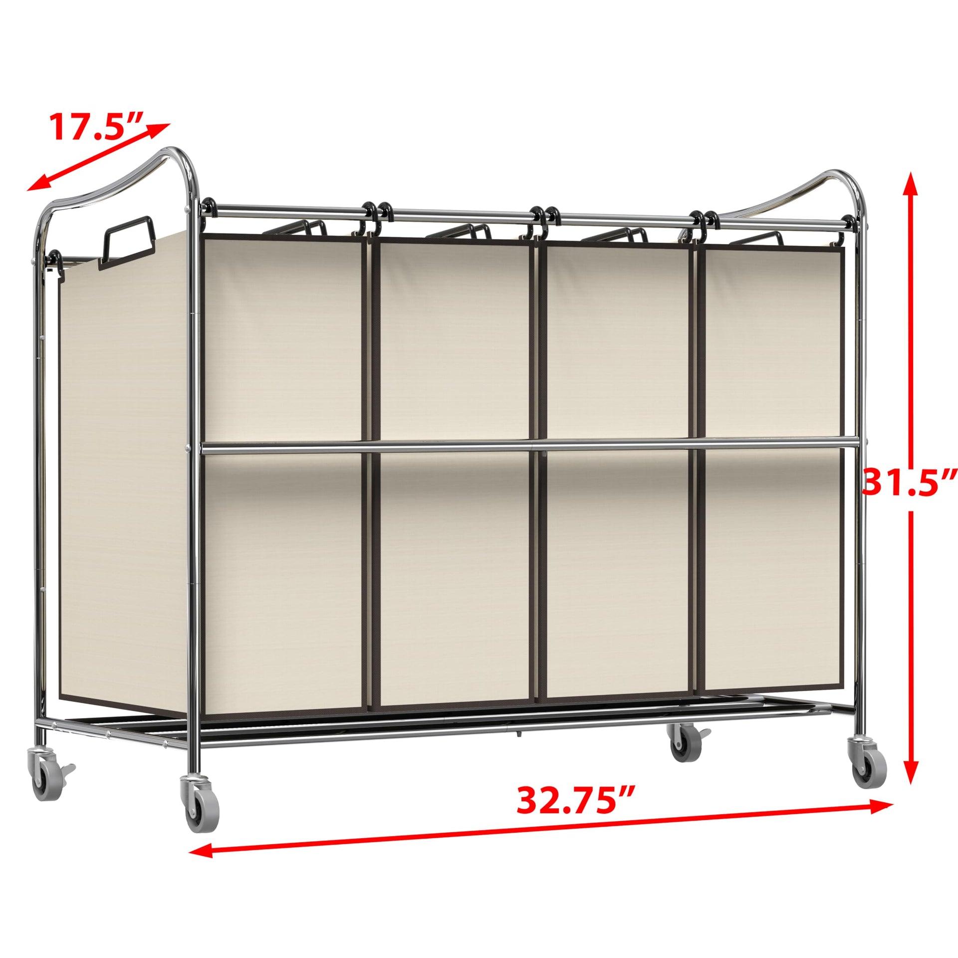 4 Bag Heavy Duty Rolling Laundry Sorter Cart (12 Count)