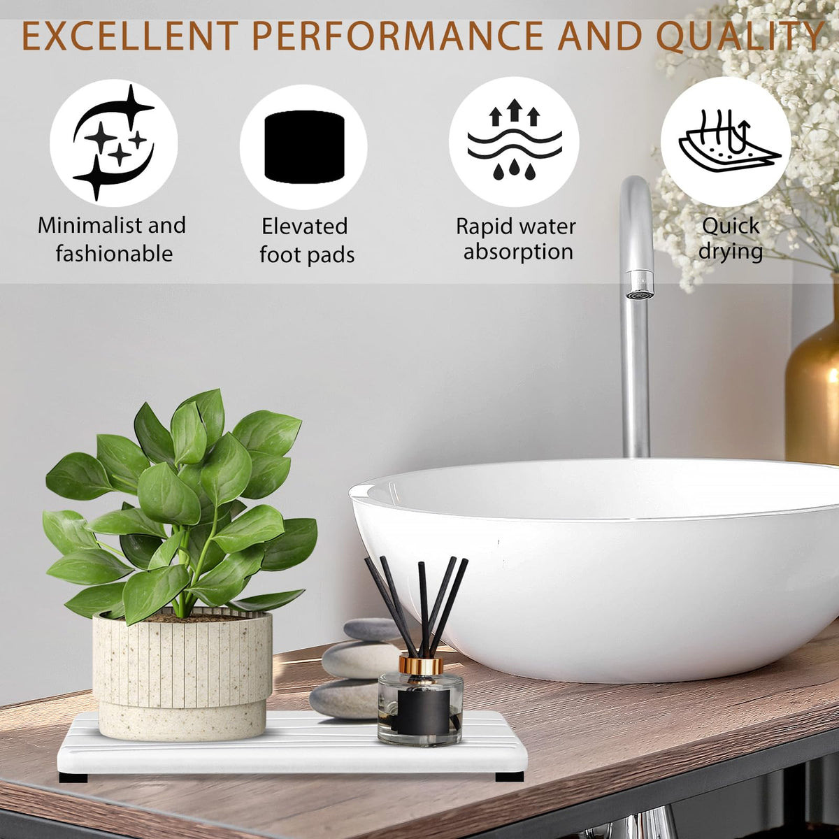 3PCS Water Absorbing Stone Tray (3 Count)