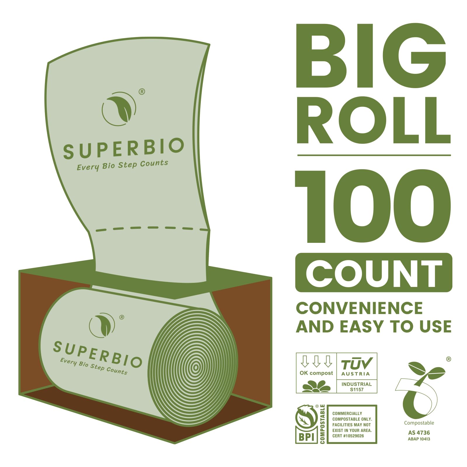 2.6 Gallon Compostable Food Waste Bags (100 Count)