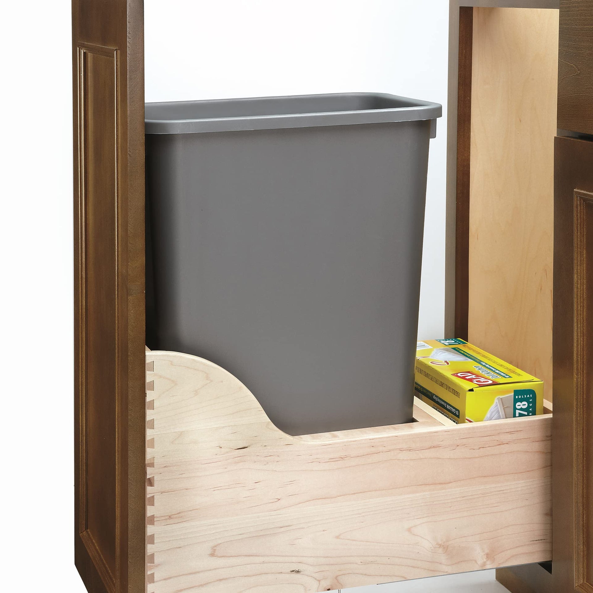 50 Qt Bottom Mount Single Pullout Under Cabinet Trash Cans w