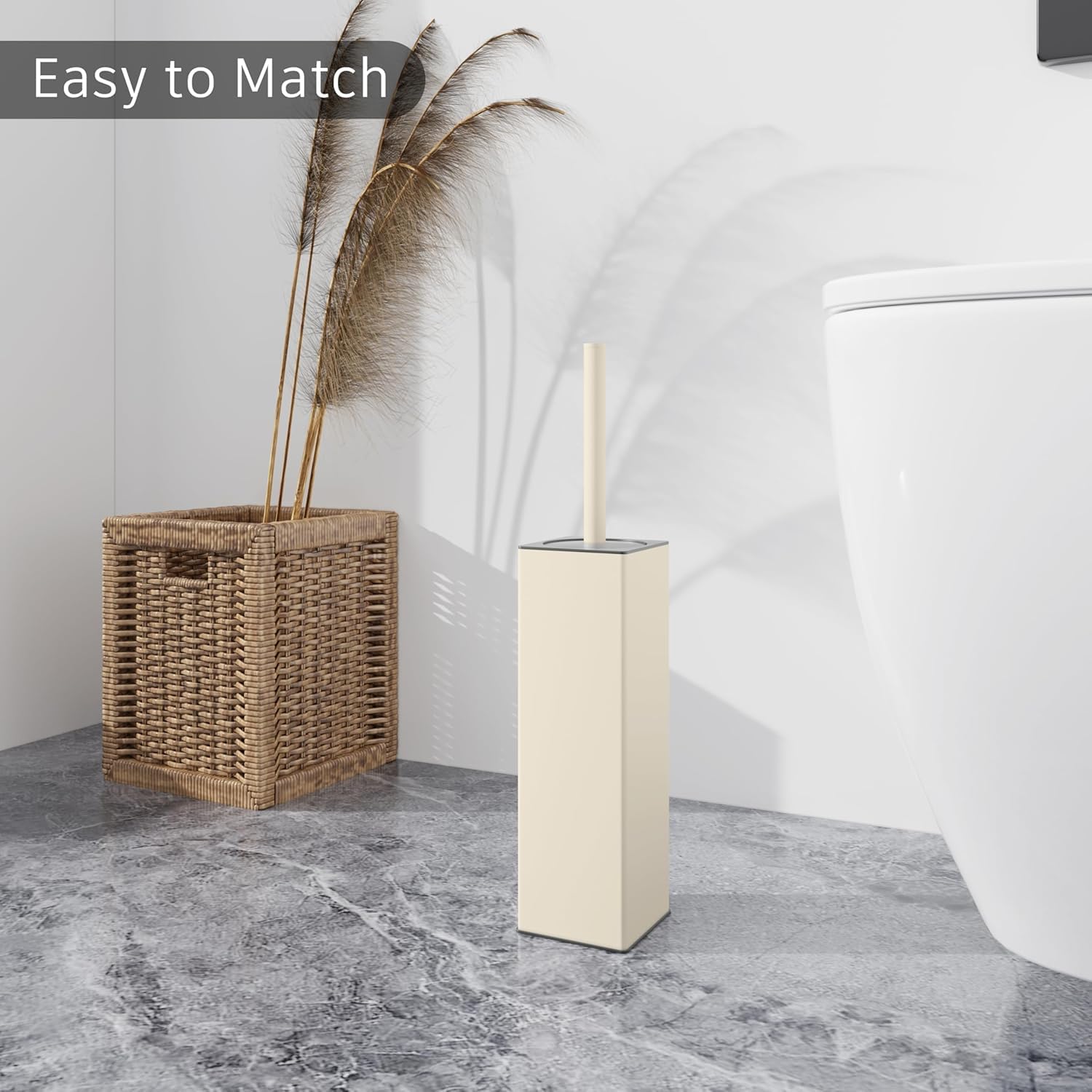 Toilet Brush and Holder Set White Freestanding for Bathroom