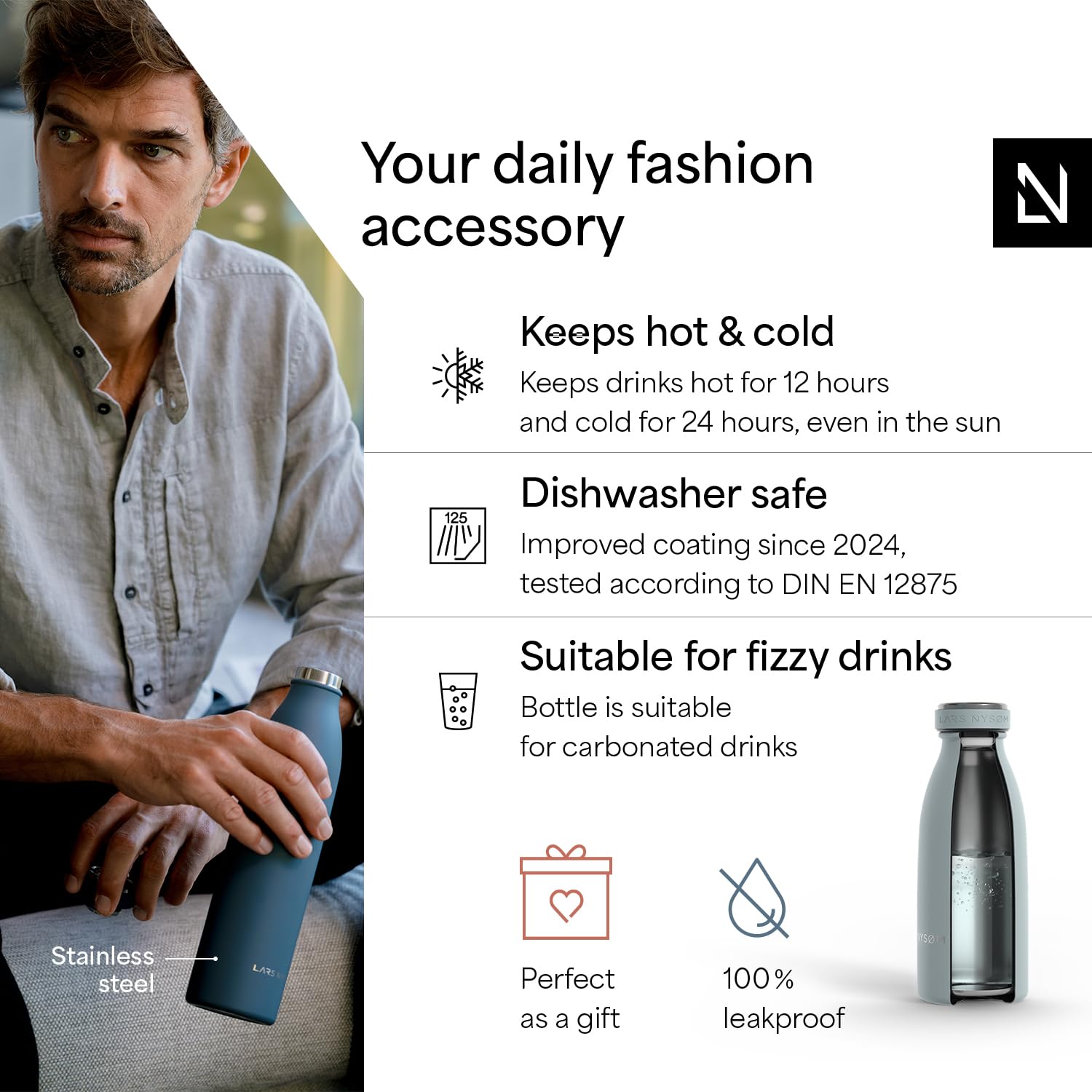 Stainless Steel Insulated Water Bottle 12oz 17oz 25oz 34oz 51oz