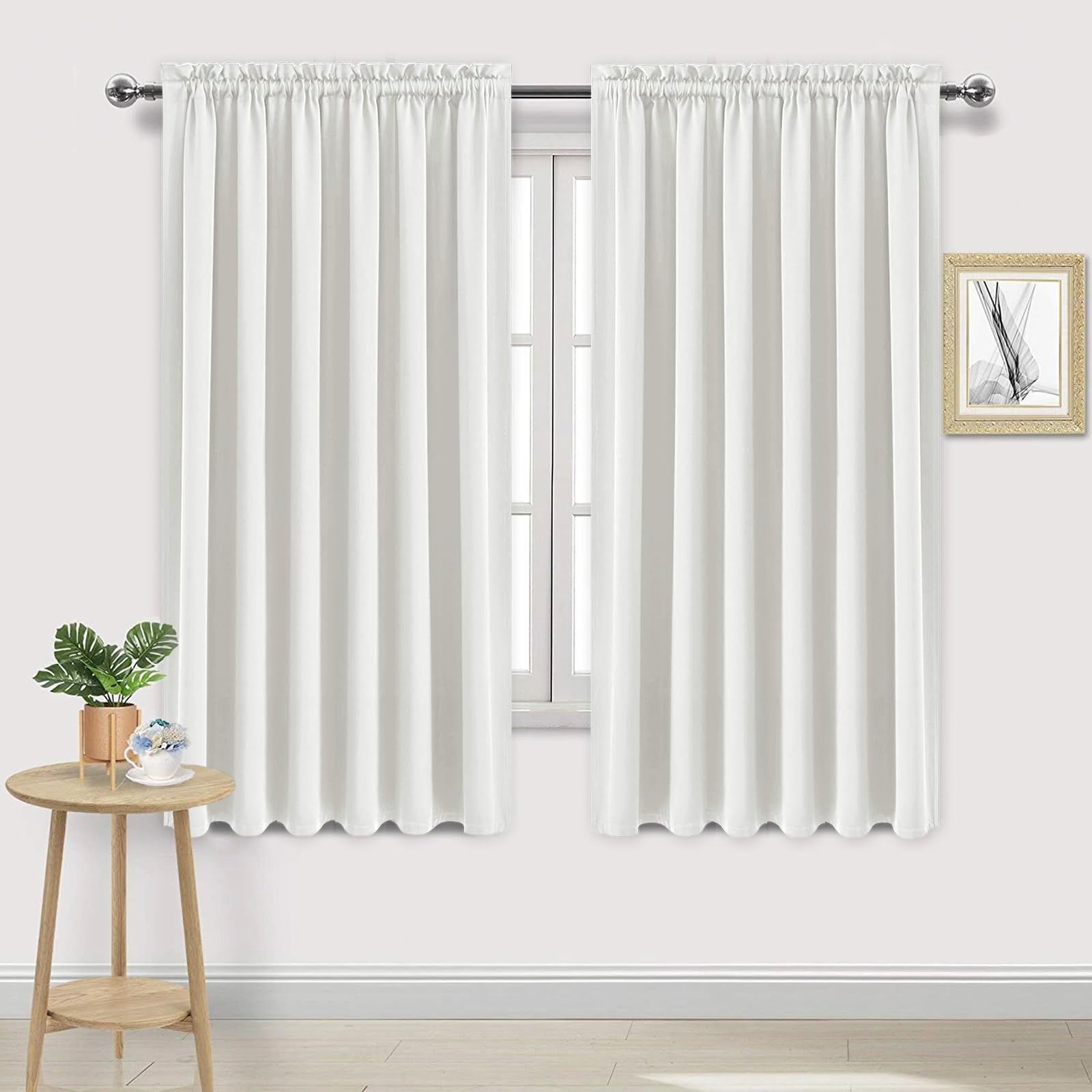 Wide Blackout Curtains for Bedroom Living Room 70 x 63 Inch Long Ivory (2 Count)
