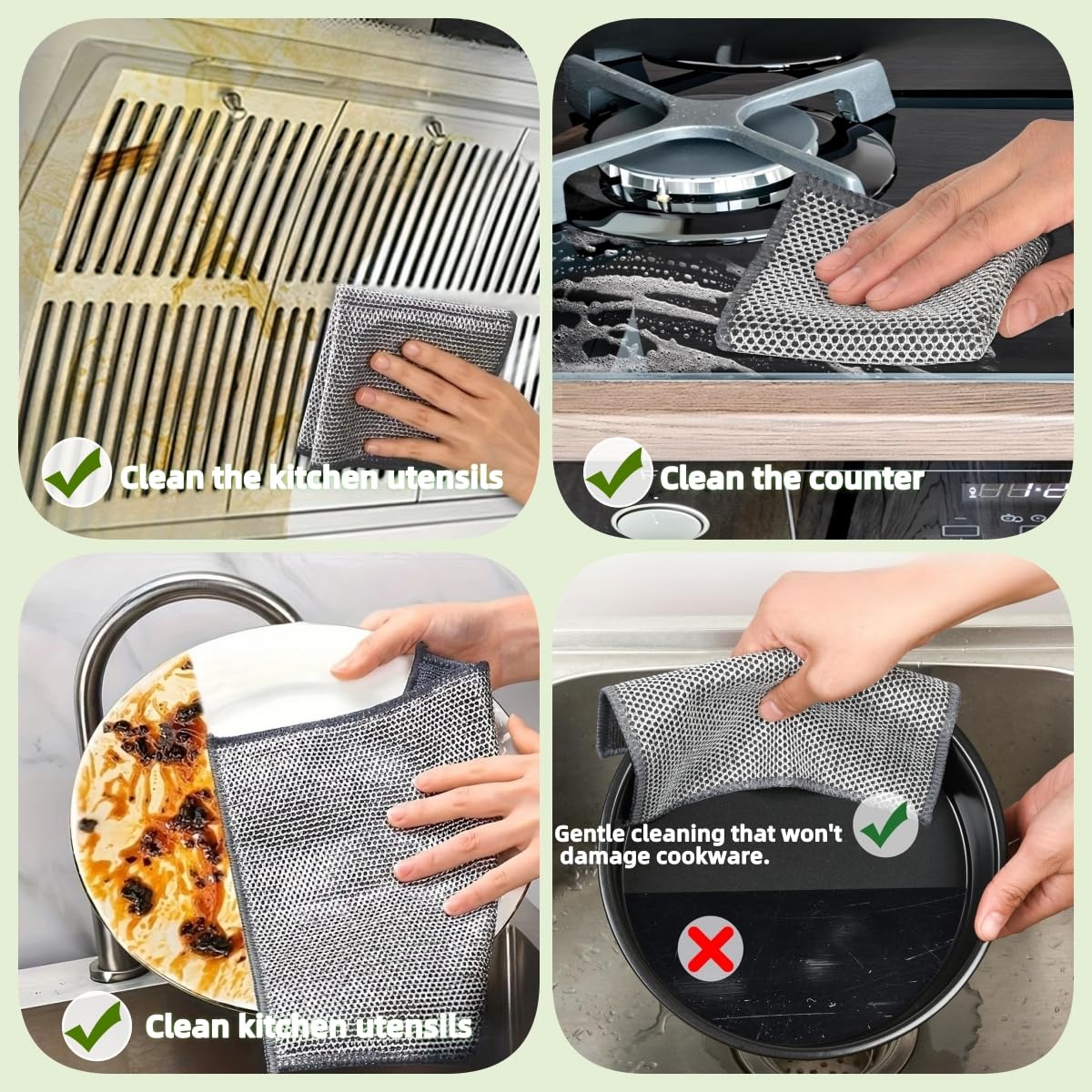 Stainless Steel Scrubber and Cleaning Rags (6 Count)